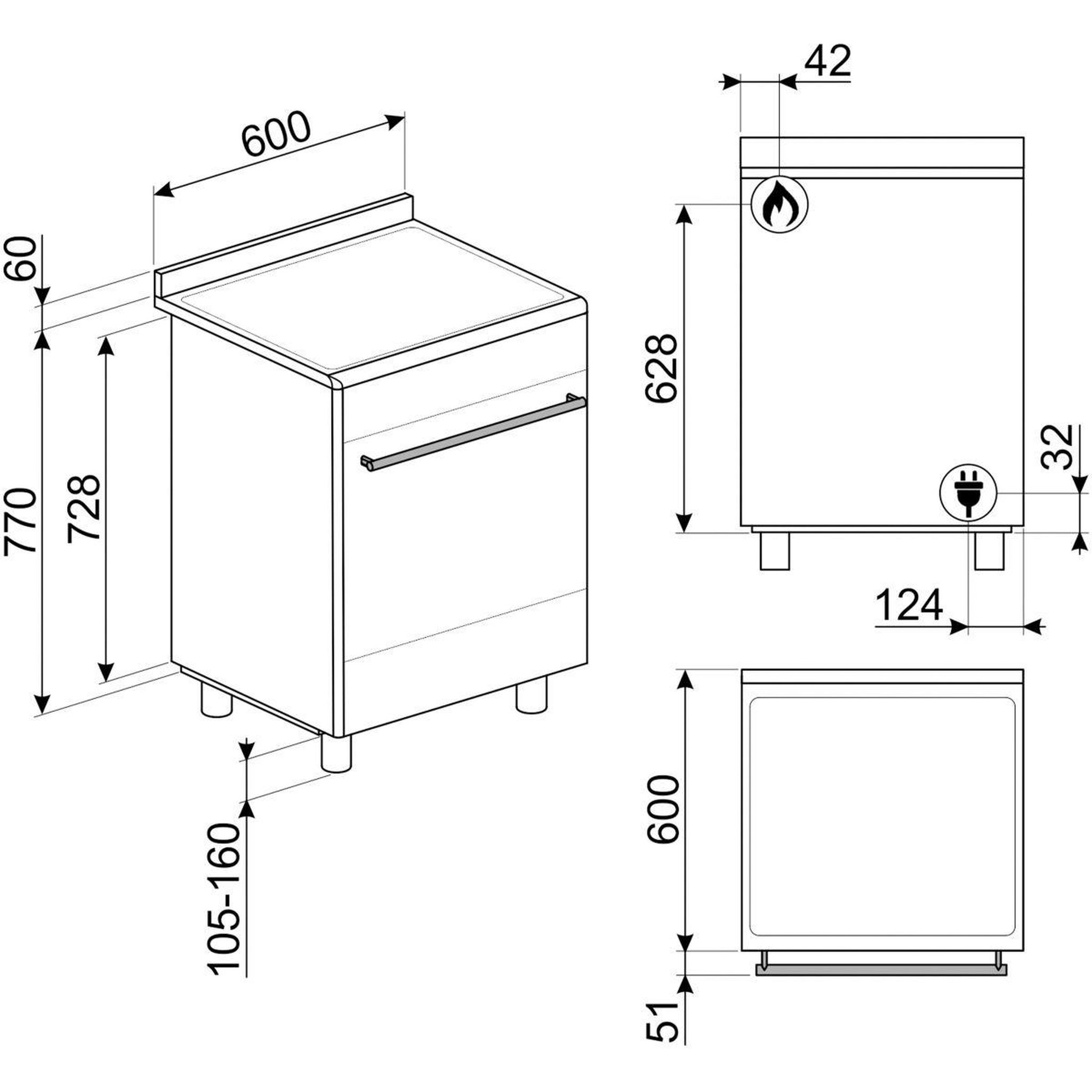 Voir la diapositive 5 : SMEG Cuisinière gaz co60gman2