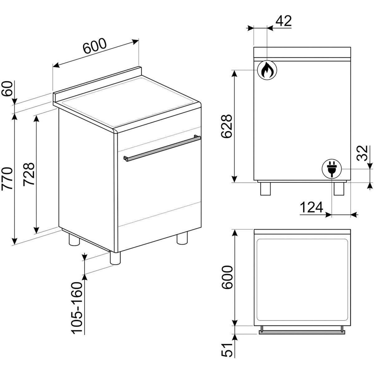 SMEG Cuisinière gaz CO60GMAN2