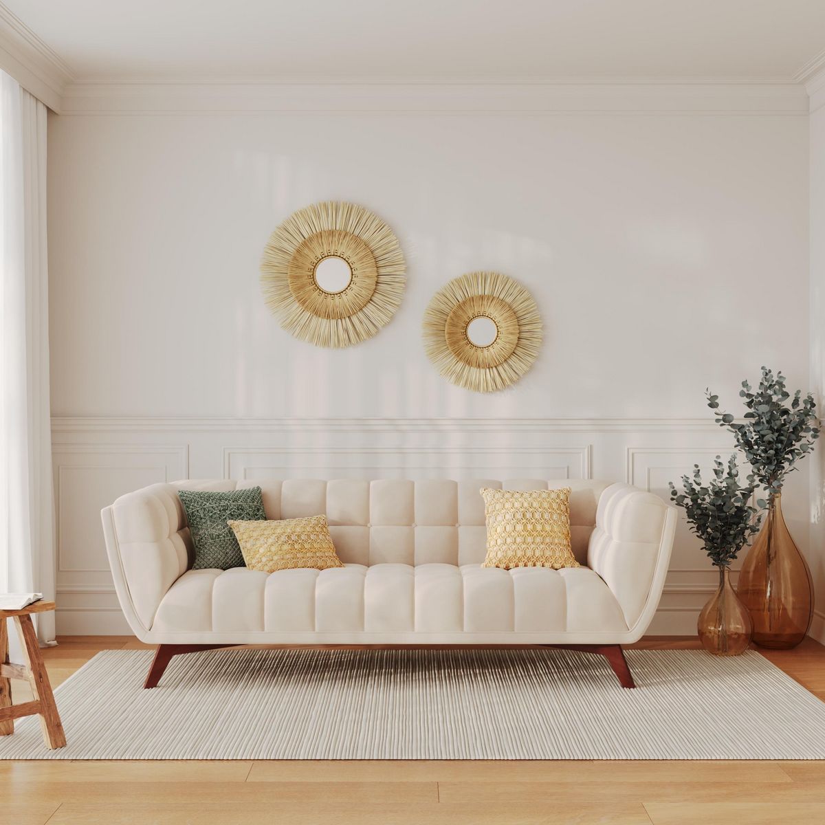 Rendez vous déco Canapé 3 places en velours vert foncé - Mona