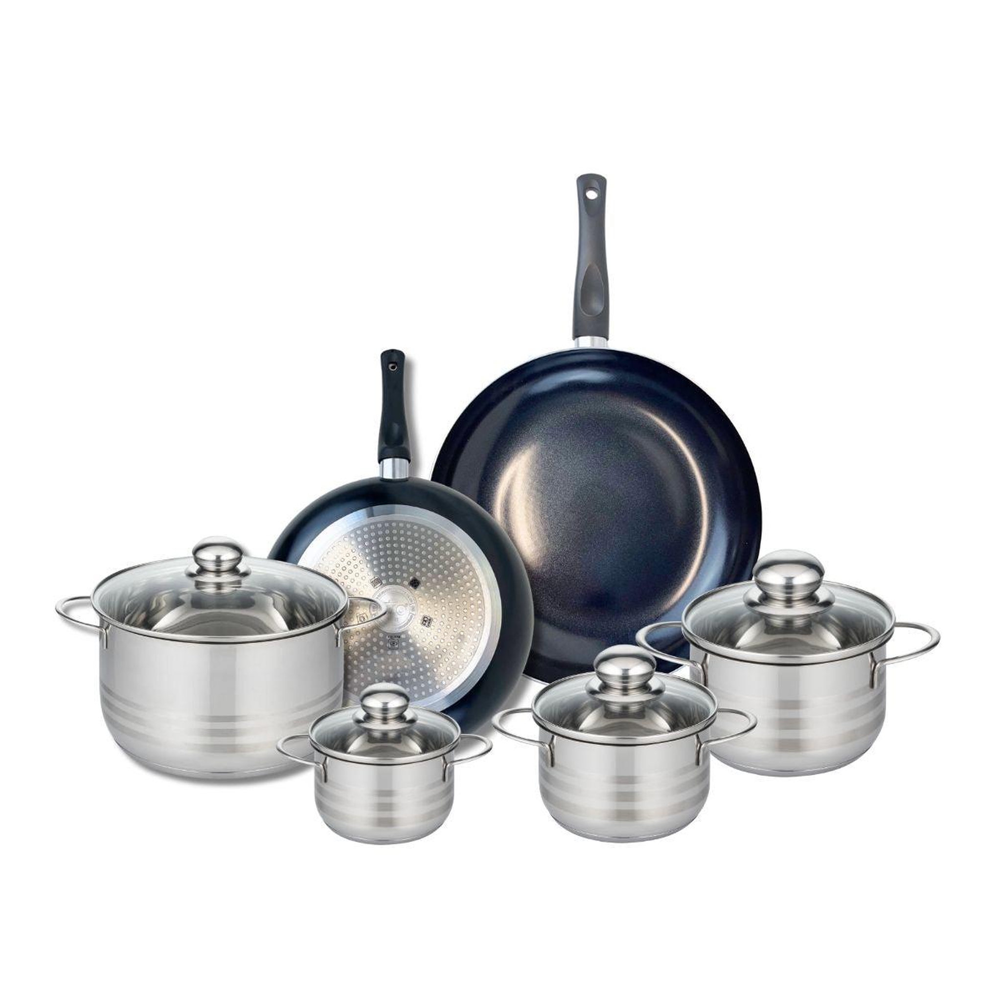 ELO Ensemble de 2 poêles de cuisson 24 et 28 cm et 4 faitouts 12, 14, 16 et 20 cm elo prima brillant