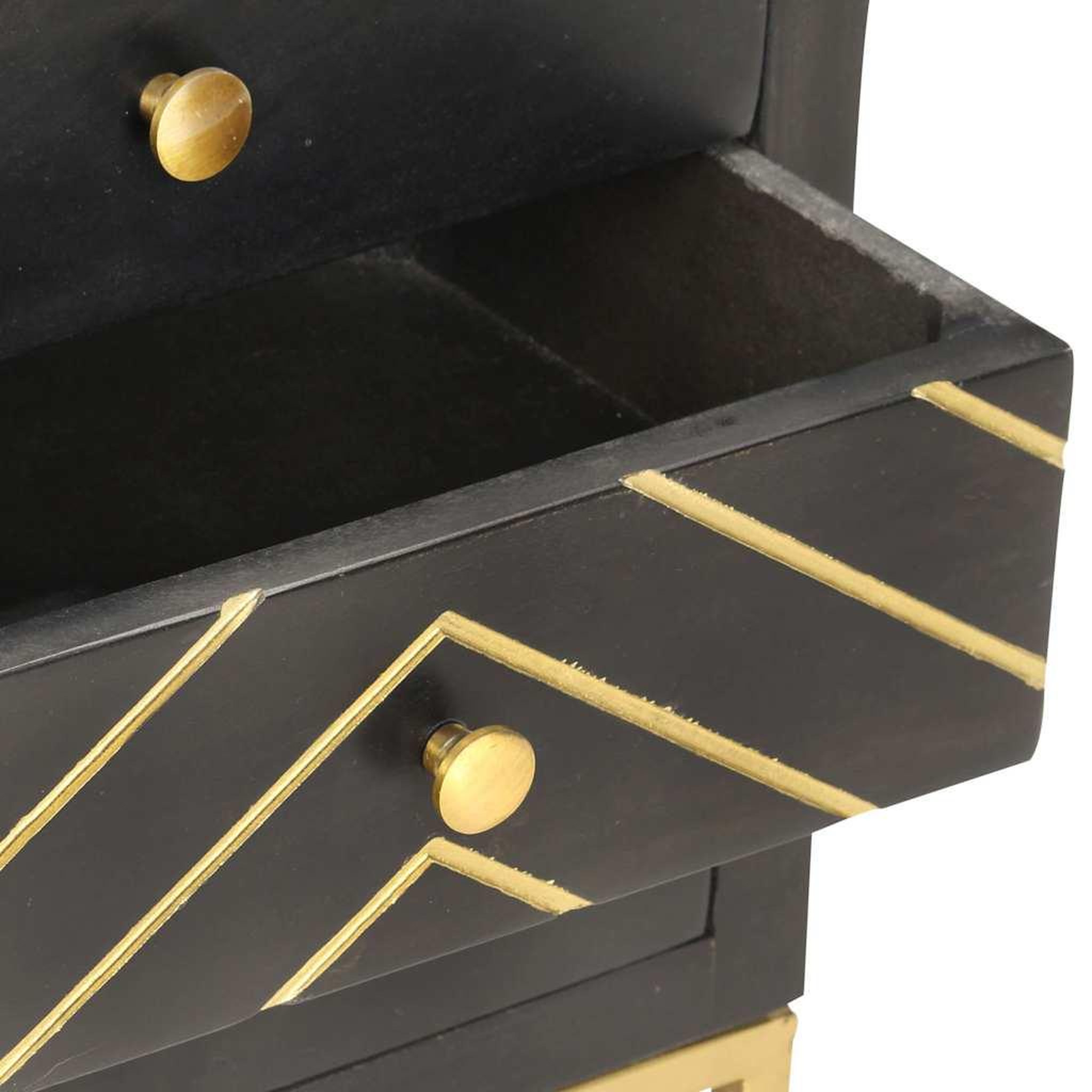 Voir la diapositive 5 : VIDAXL Table de chevet noir et dore 40x30x50cm bois de manguier massif