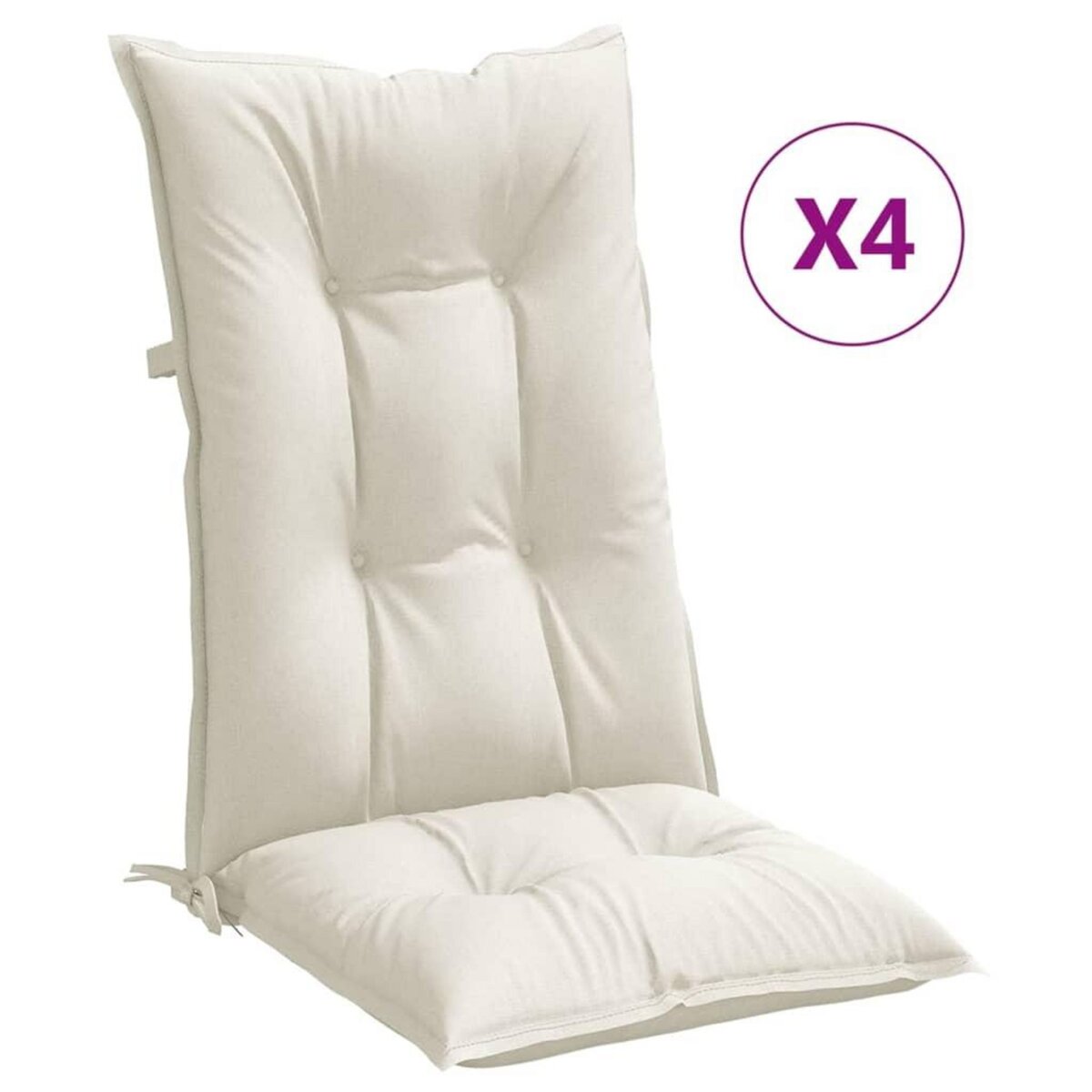 VIDAXL Coussins de chaise a dossier haut lot de 4 creme melange tissu