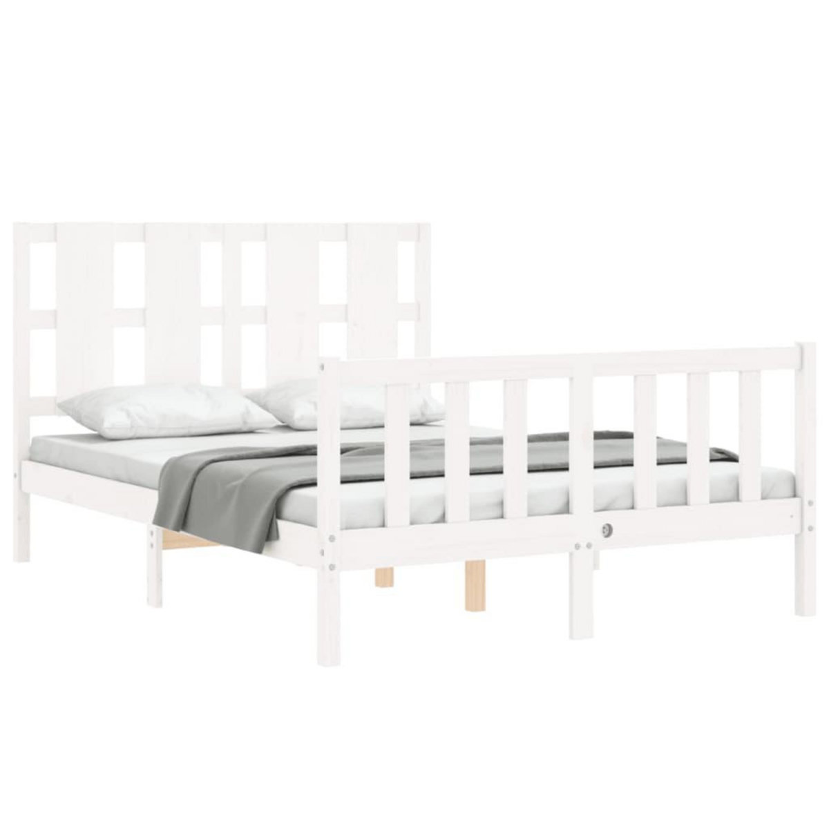 VIDAXL Cadre de lit sans matelas blanc bois de pin massif