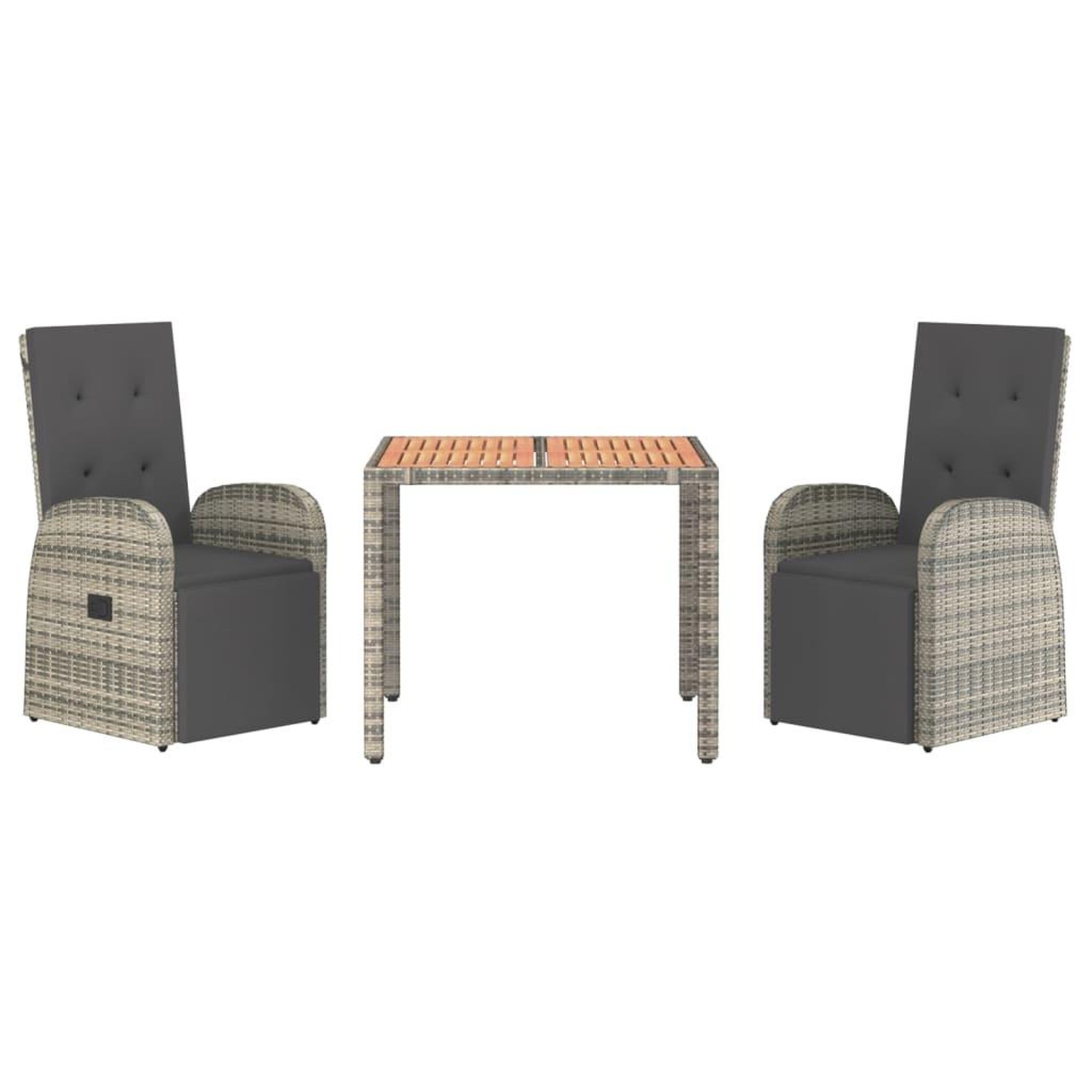 Voir la diapositive 3 : VIDAXL Ensemble a manger de jardin 3 pcs coussins gris resine tressee