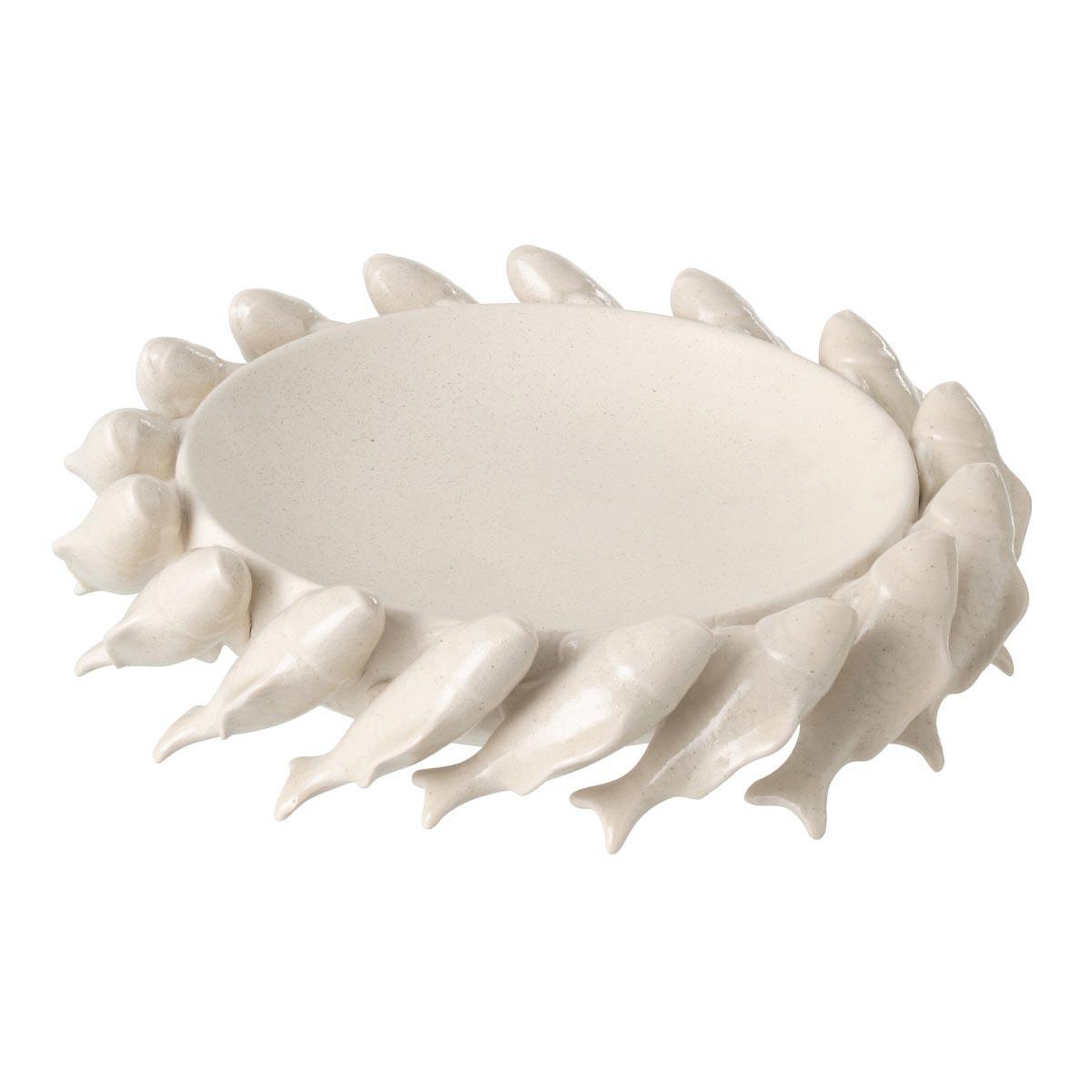 J-LINE Coupelle déco poisson  grey  32cm blanc cassé