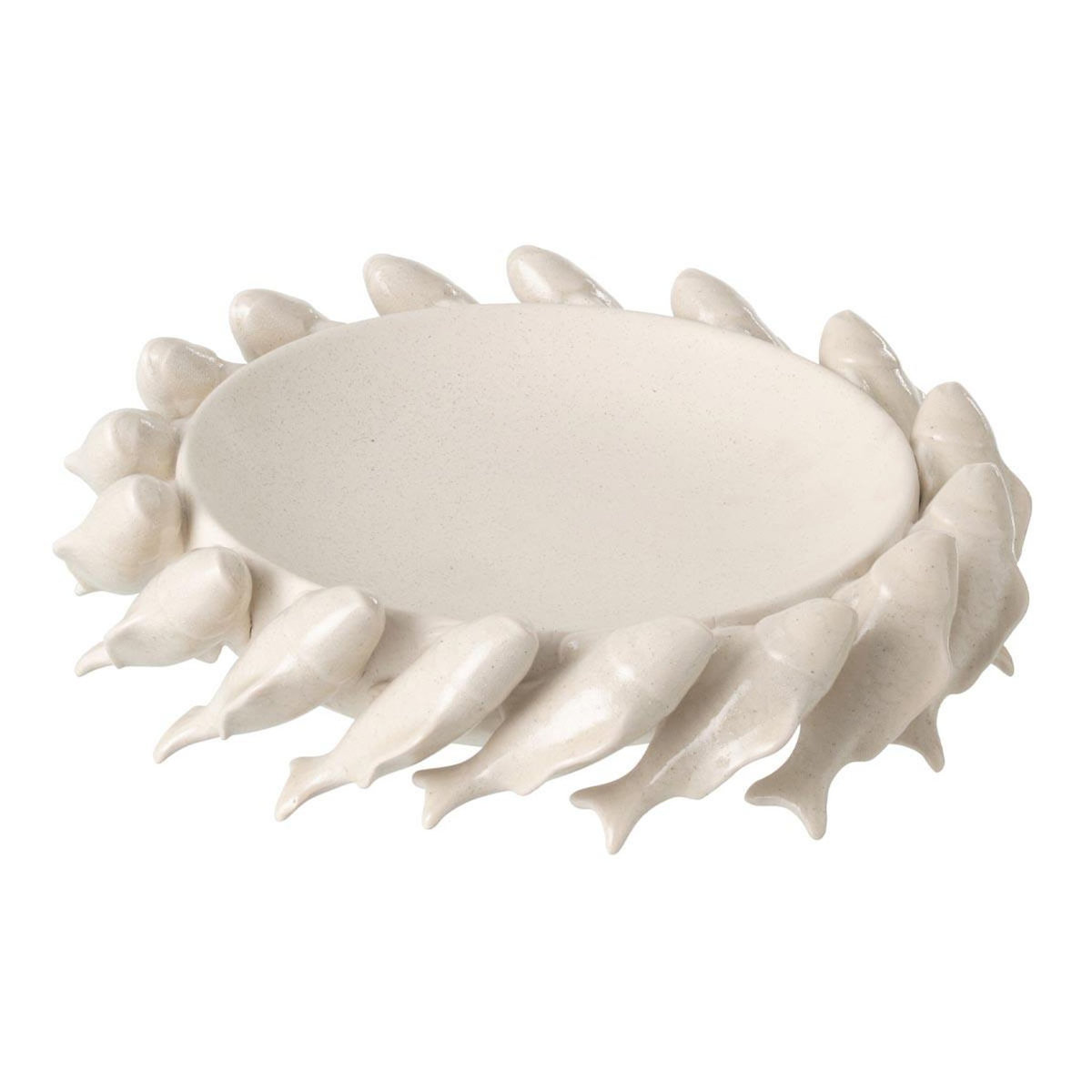 Paris Prix Coupelle Déco Poisson  Grey  32cm Blanc Cassé