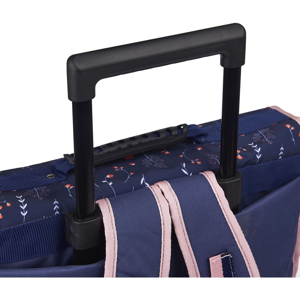 Naf Naf Cartable à roulettes 41 cm CM1/CM2 bleu et rose motif floral