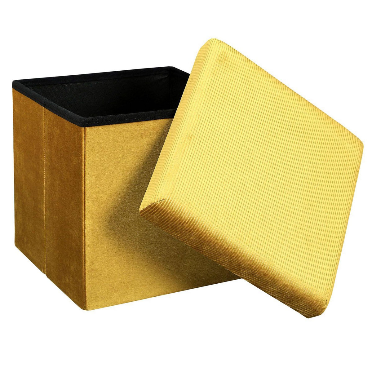 The Home Deco Factory Pouf coffre pliable en velours design Giulia