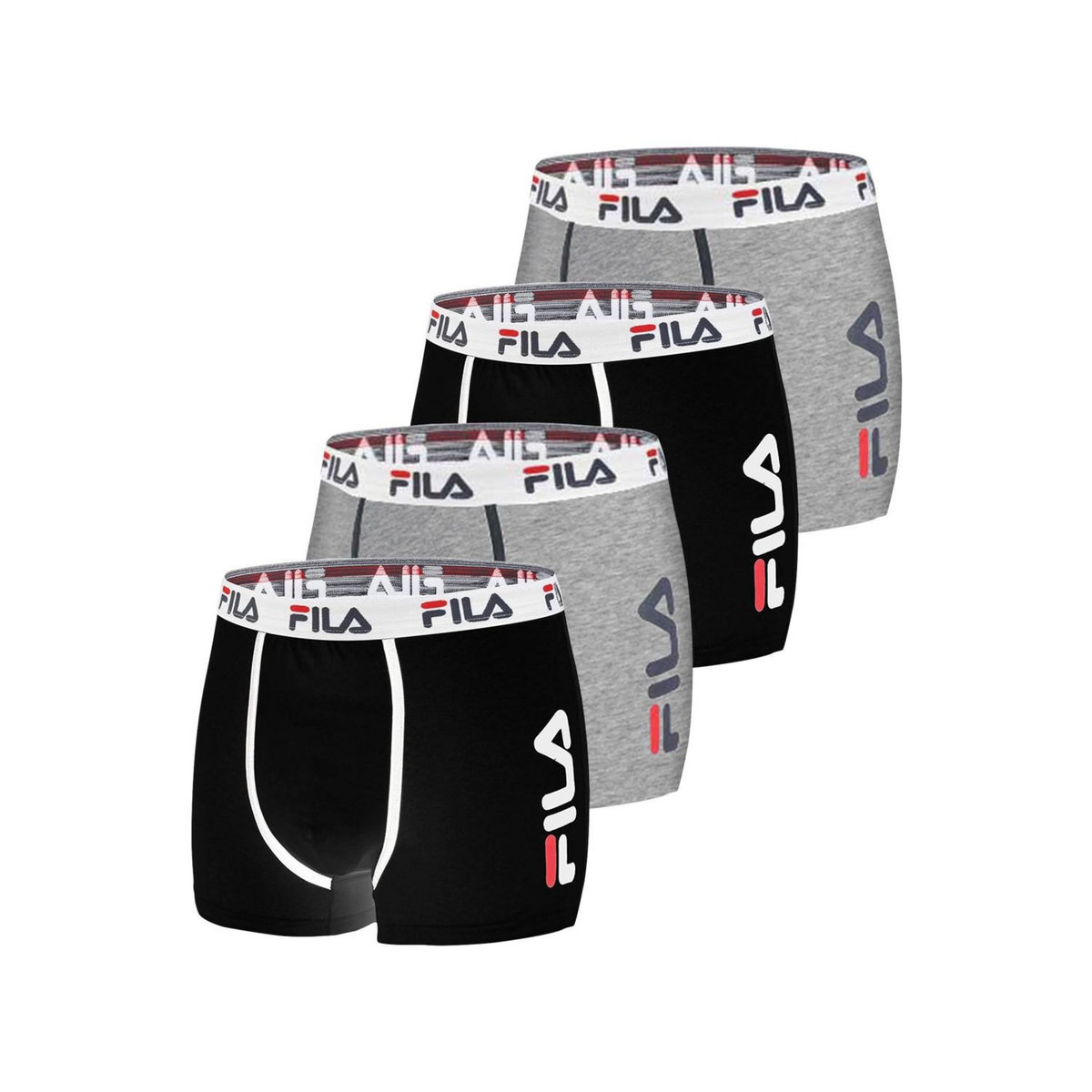 FILA Lot de 4 Boxers Coton homme FU5040 Uni