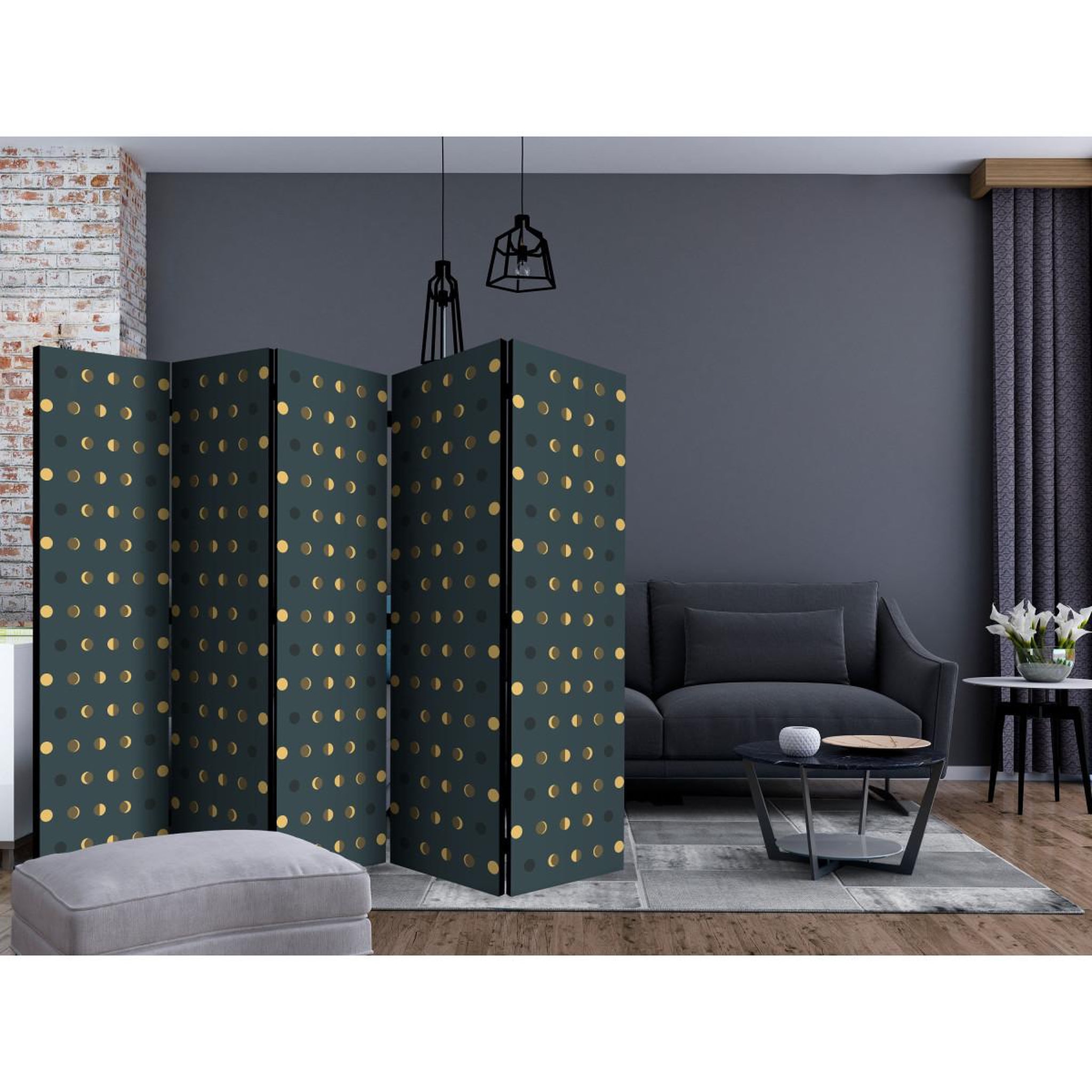 Voir la diapositive 2 : Paris Prix Paravent 5 volets  dots  172x225cm