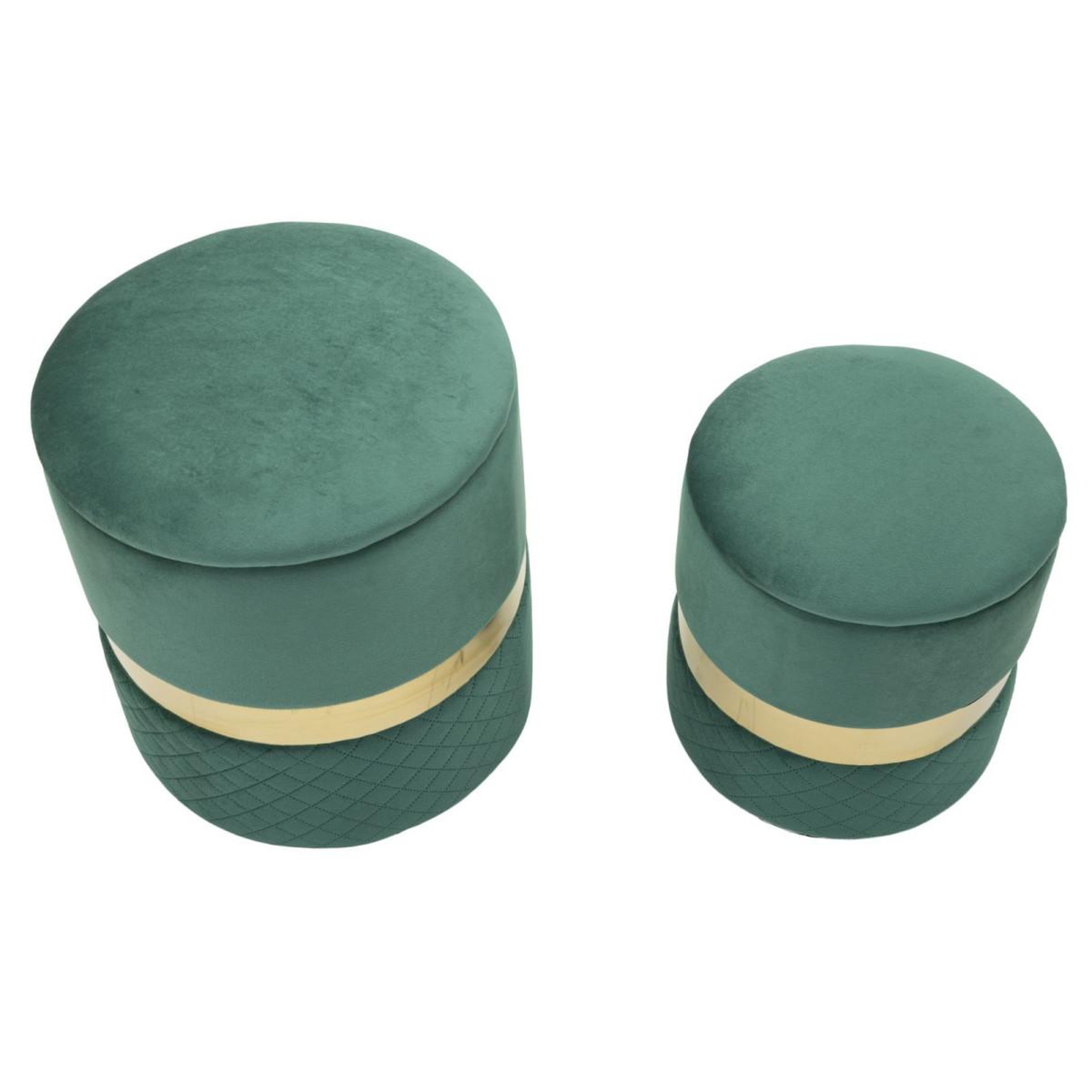 Voir la diapositive 3 : Paris Prix Lot de 2 poufs coffres  sheffild  42cm vert & or