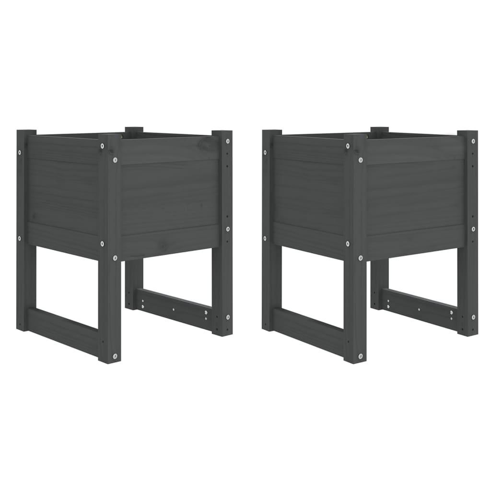 Voir la diapositive 2 : VIDAXL Jardinieres 2 pcs Gris 40x40x52,5 cm Bois massif de pin