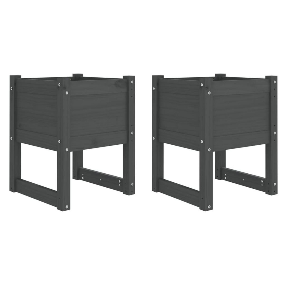 VIDAXL Jardinieres 2 pcs Gris 40x40x52,5 cm Bois massif de pin