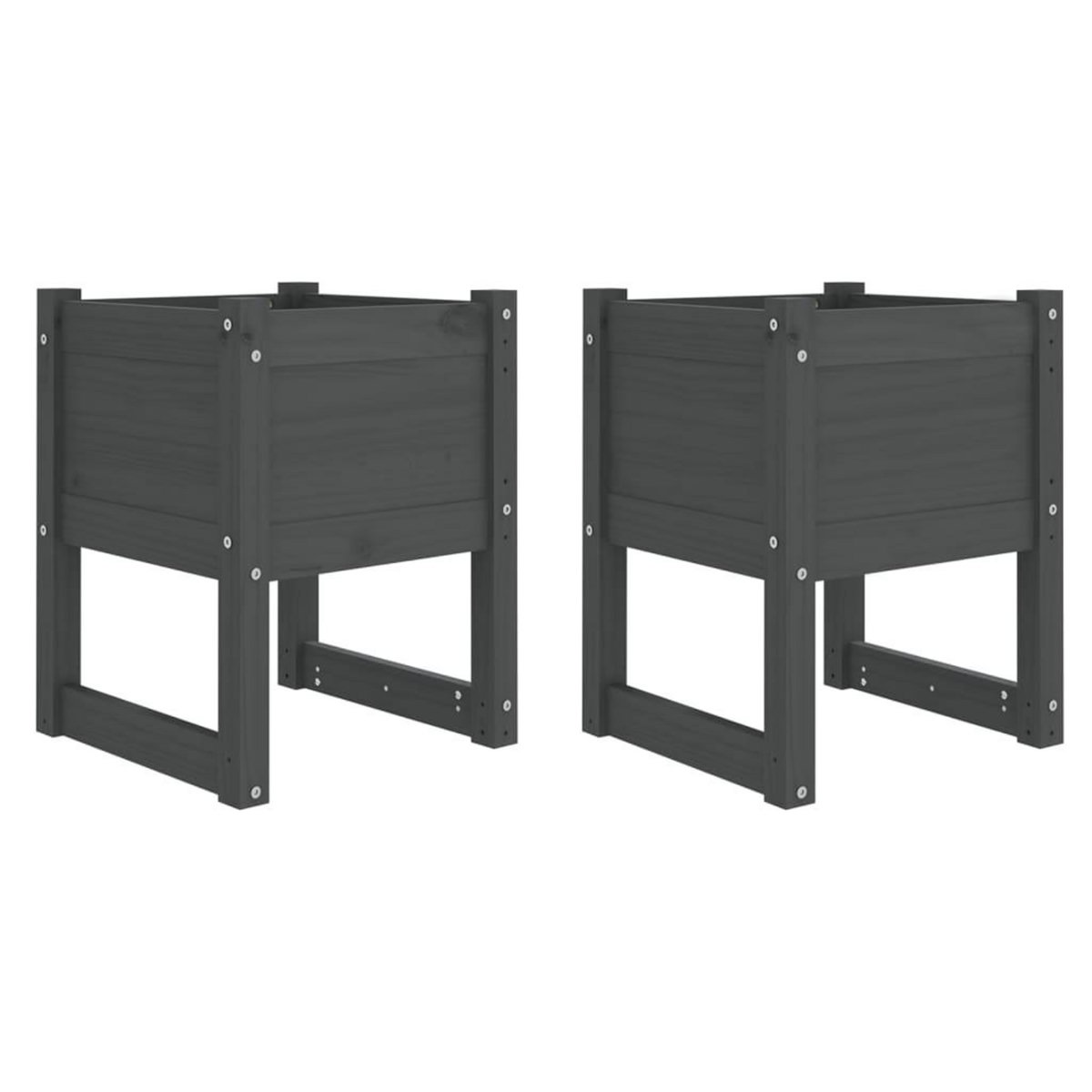 VIDAXL Jardinieres 2 pcs Gris 40x40x52,5 cm Bois massif de pin
