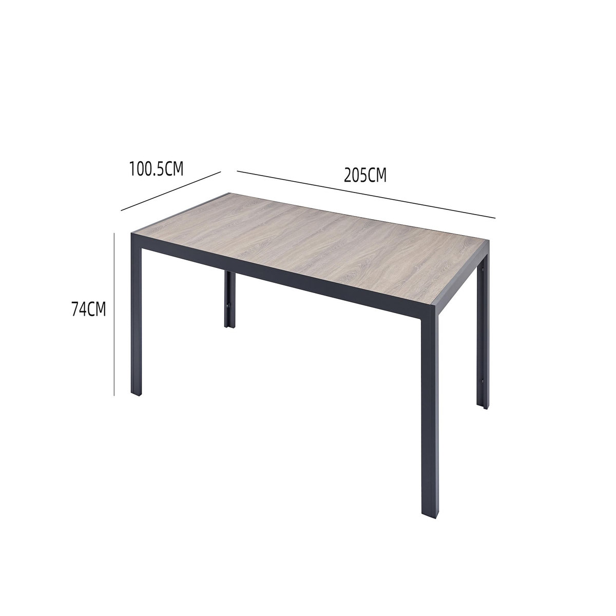 CONCEPT USINE Table de jardin 10 places en alu et plateau effet bois LAGOS