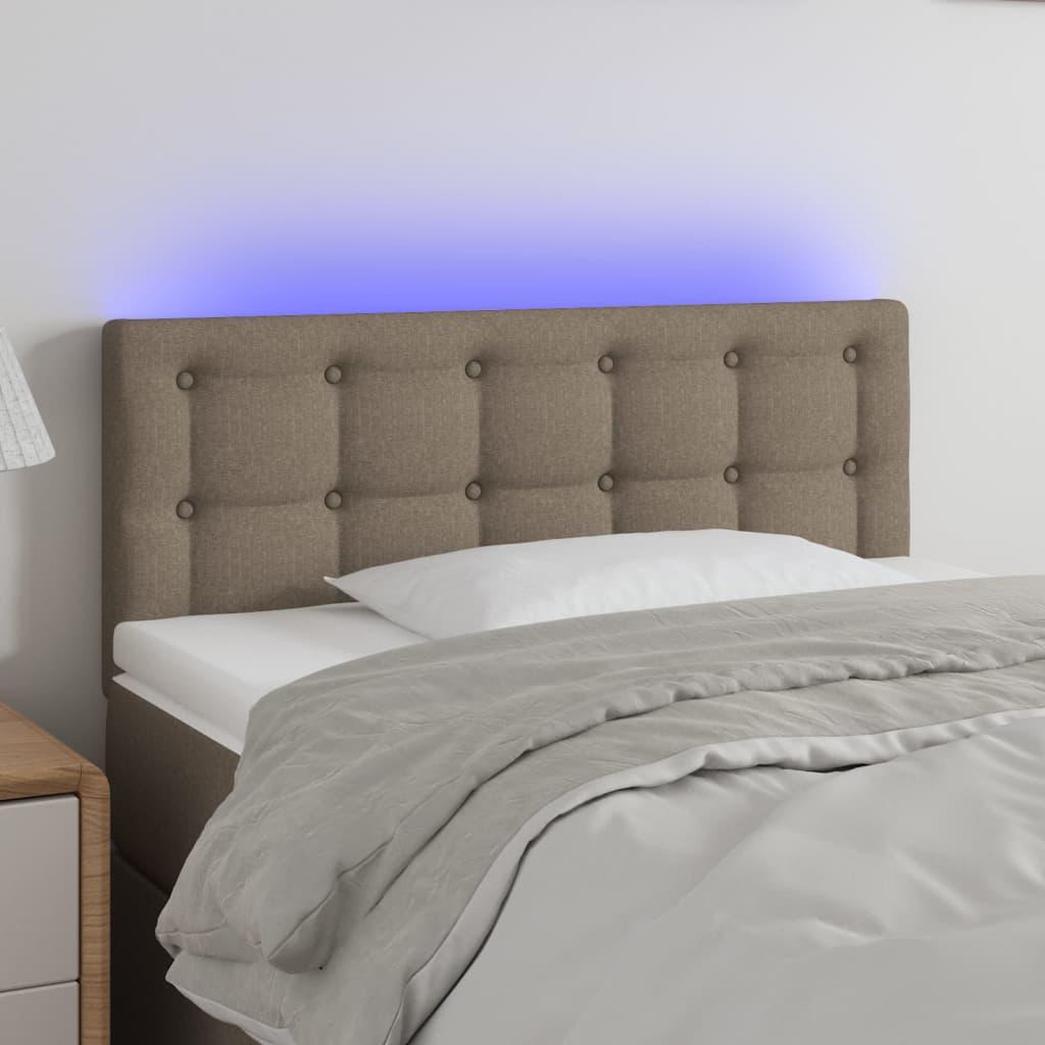 Voir la diapositive 1 : VIDAXL Tete de lit a LED Taupe 80x5x78/88 cm Tissu