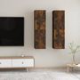 Voir la diapositive 3 : VIDAXL Meubles TV muraux 2 pcs Chene fume 30,5x30x110 cm