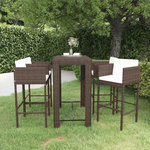 VIDAXL Ensemble bar de jardin 5 pcs et coussins Resine tressee Marron