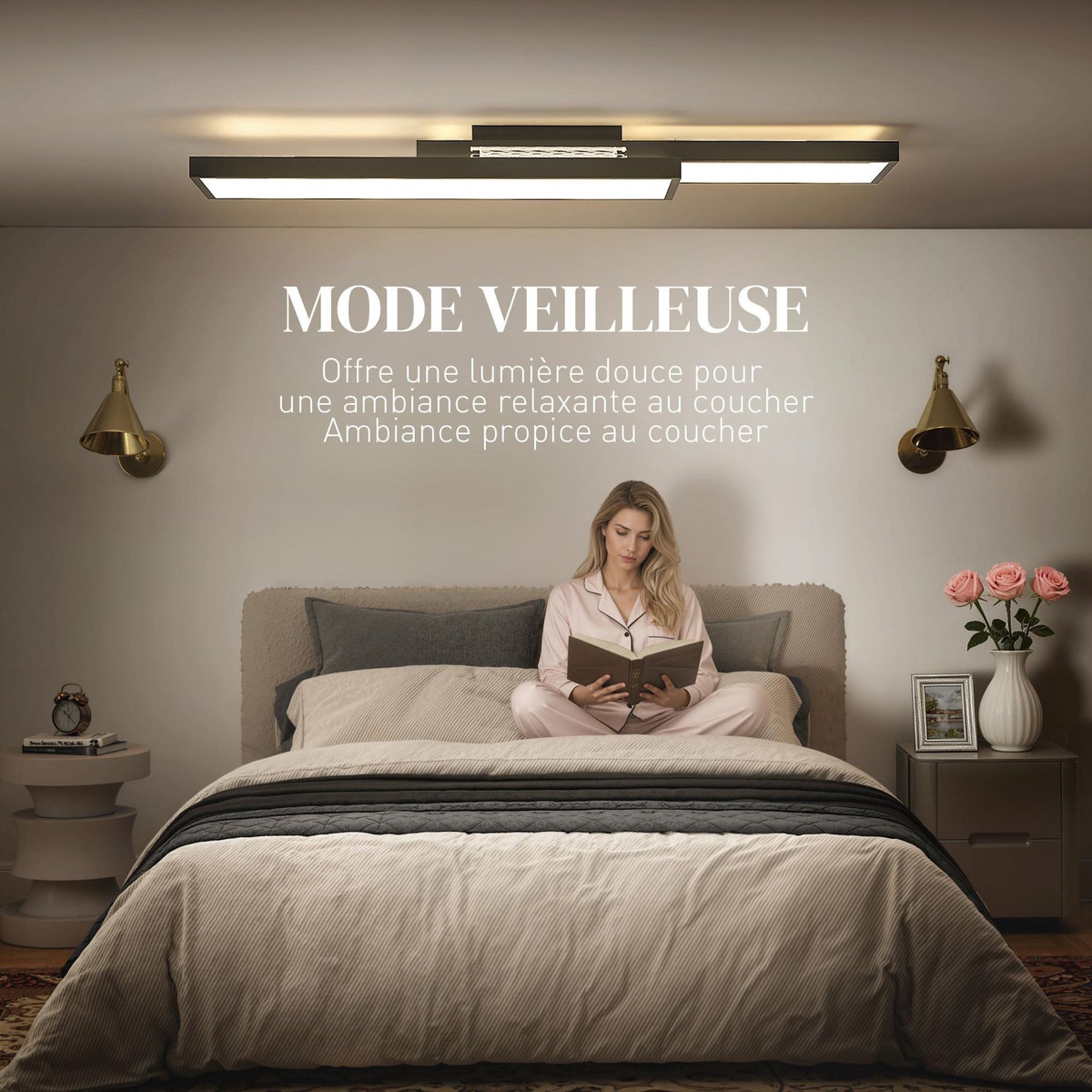 HOMCOM Plafonnier LED design couleur luminosité réglable 43W télécommande acier noir PVC transparent