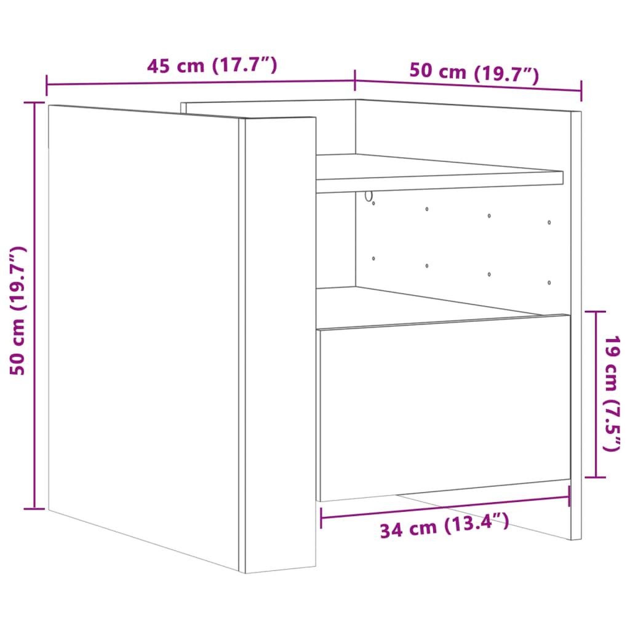 Voir la diapositive 6 : VIDAXL Table de chevet chene fume 45x50x50 cm bois d'ingenierie