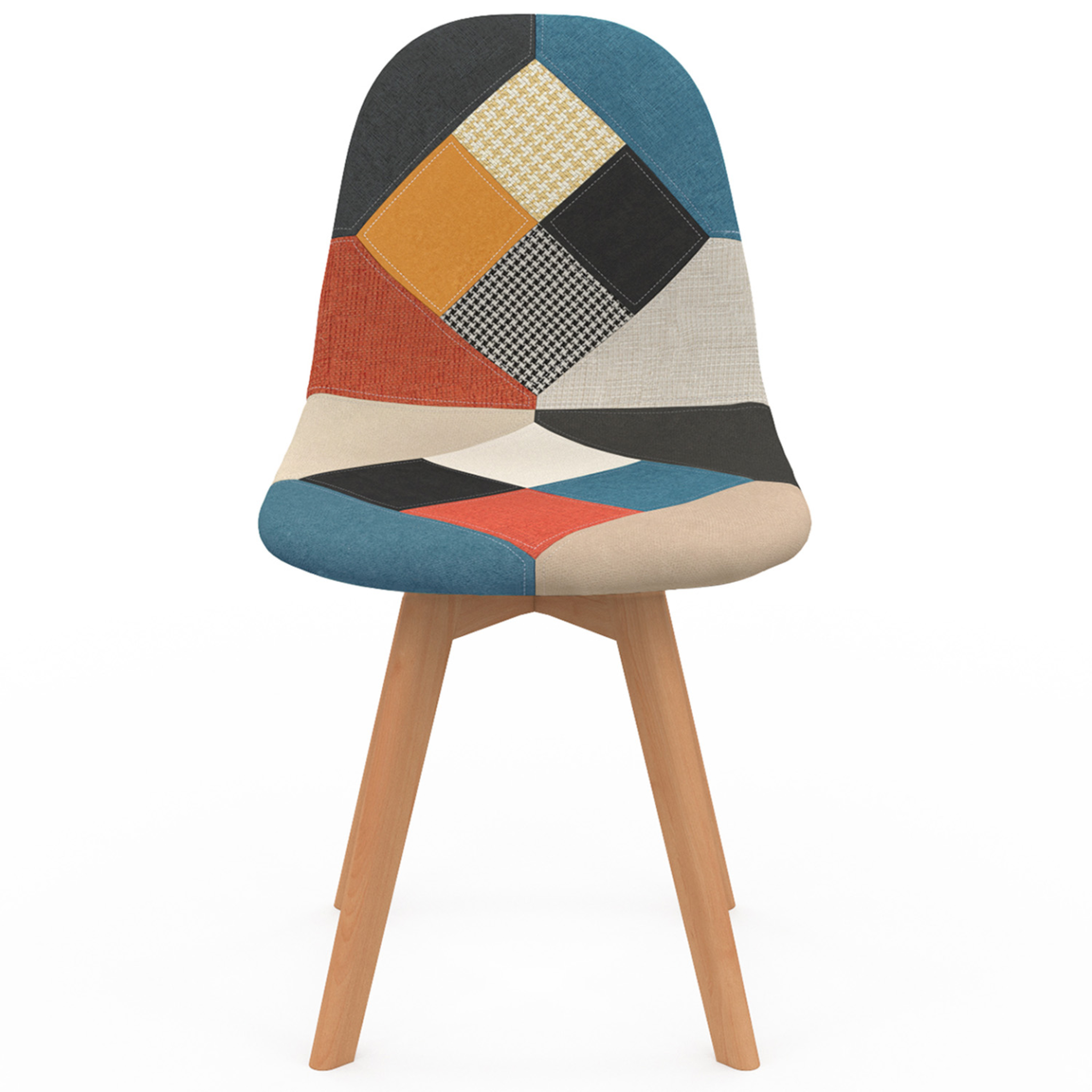 Voir la diapositive 3 : ID MARKET Lot de 4 chaises scandinaves sara motifs patchworks multi-couleurs