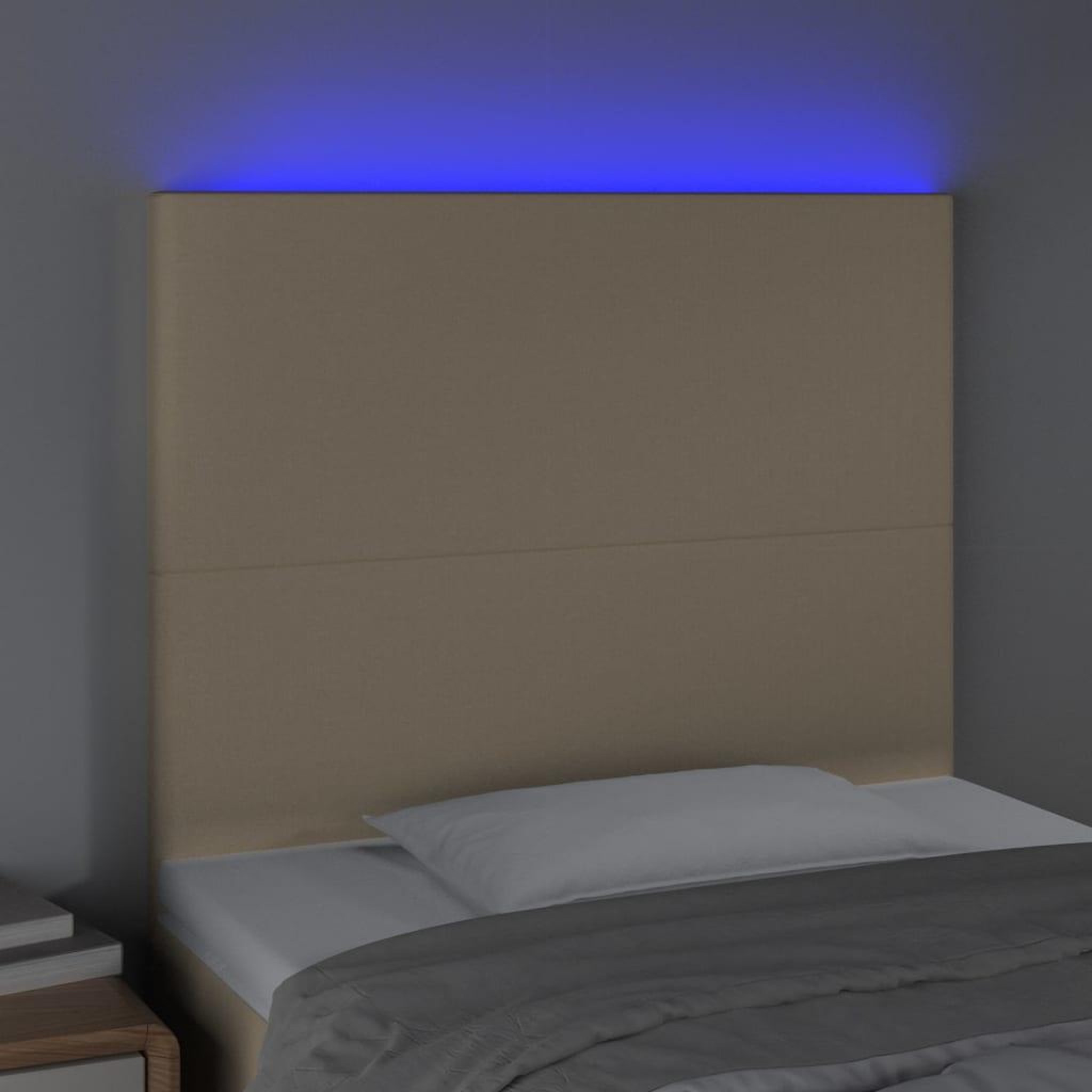 Voir la diapositive 3 : VIDAXL Tete de lit a LED Creme 100x5x118/128 cm Tissu