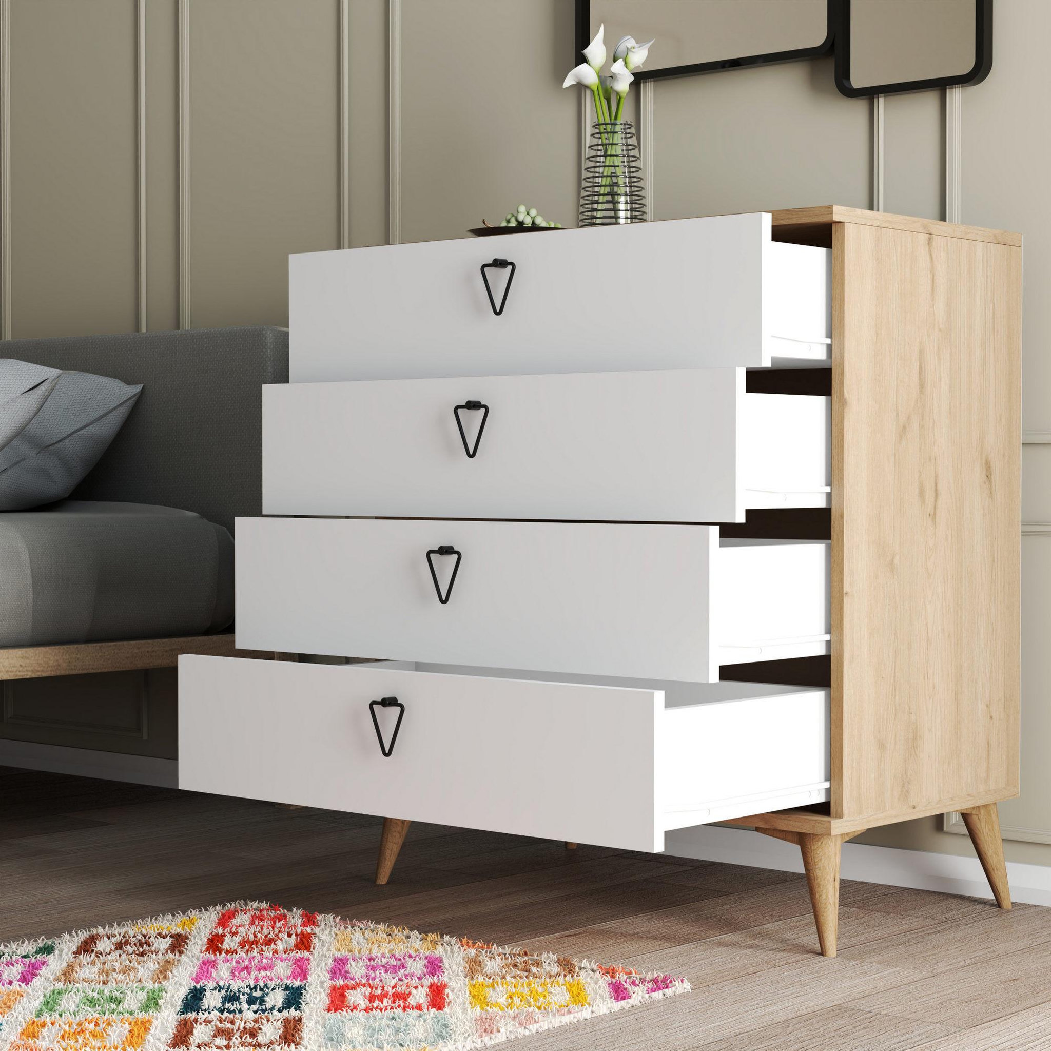 Voir la diapositive 3 : Habitat et Jardin Commode en bois  Versa-Ce  - 80 x 45 x 90 cm - Blanc
