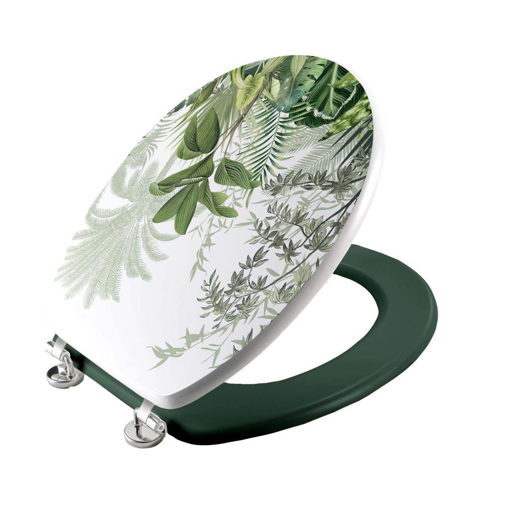 Voir la diapositive 2 : Douceur d'Intérieur Abattant wc imprimé végétal  vagabonde  45cm vert