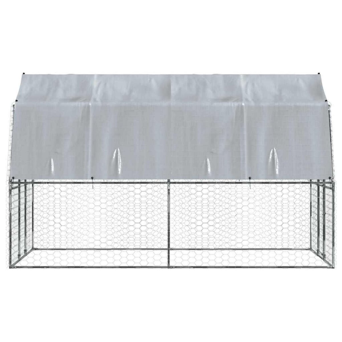 VIDAXL Cage pour chiens avec toit et porte argente acier galvanise