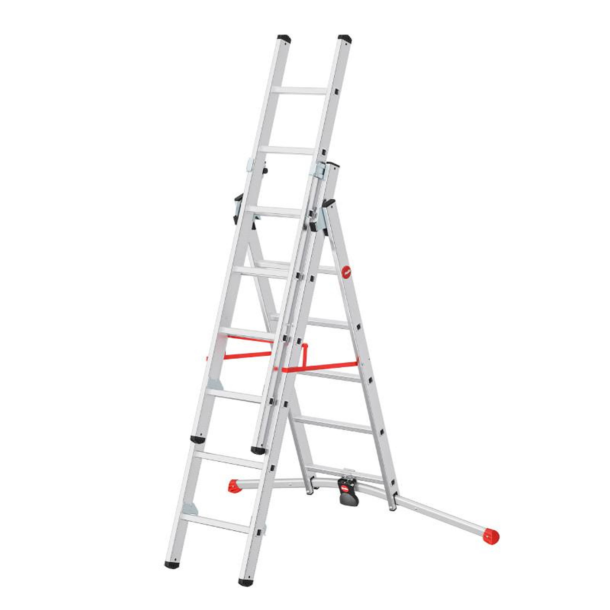 Voir la diapositive 5 : HAILO Echelle transformable pro 3 plans 3x6 échelons 3,8m/4,7m en aluminium Hailo ProfiLot