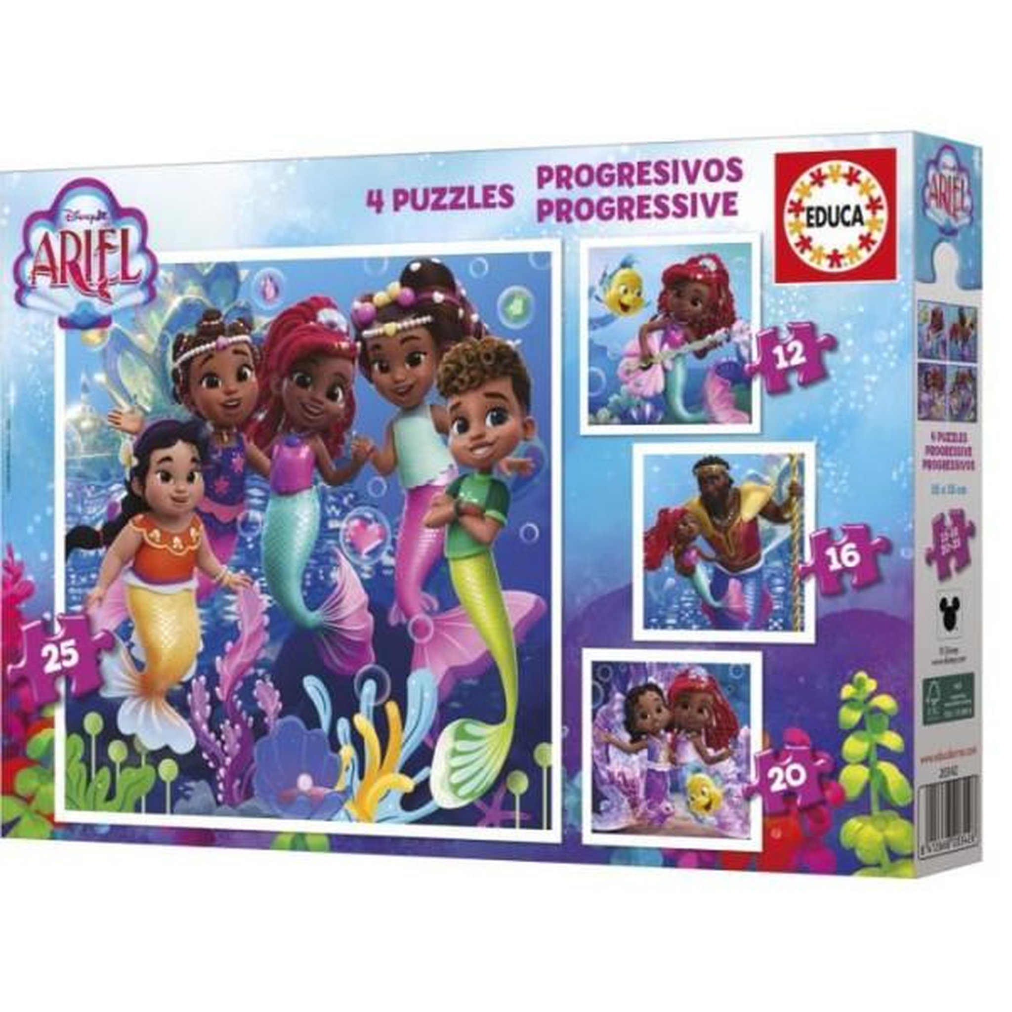 Voir la diapositive 4 : EDUCA Puzzles progréssifs - educa - ariel - 12+16+20+25 pieces