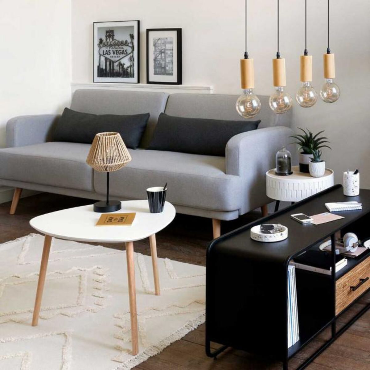 ATMOSPHERA Table à Café en Bois  Mileo  60cm Blanc