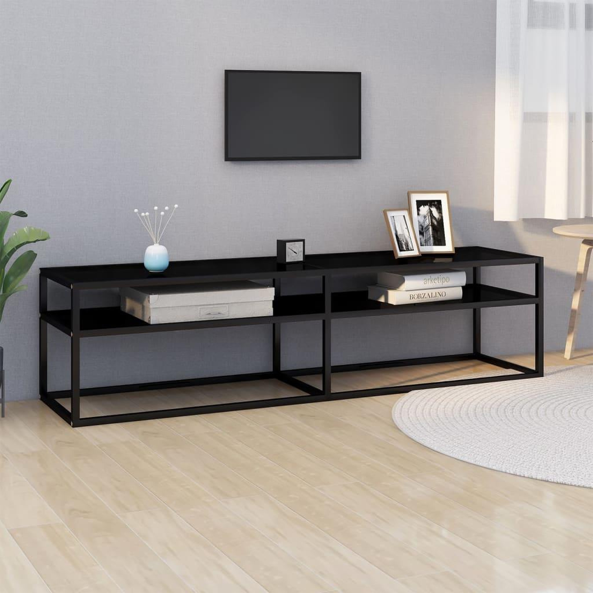 VIDAXL Meuble TV noir 160x40x40,5 cm verre trempe