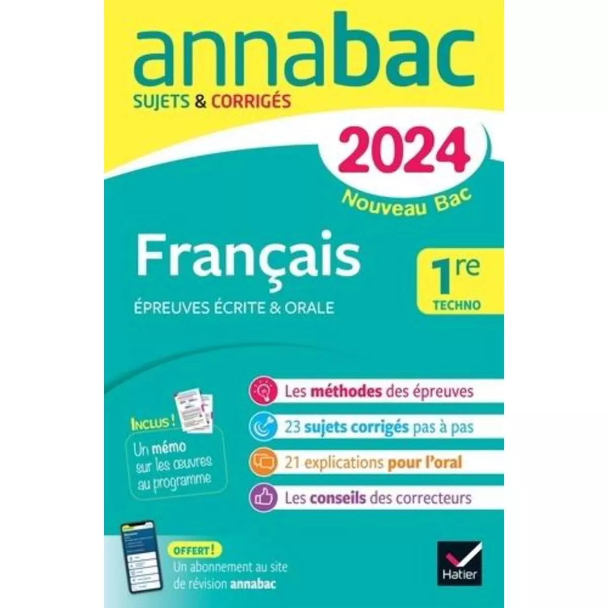  FRANCAIS 1RE TECHNO. SUJETS & CORRIGES, EDITION 2024, Bernard Hélène