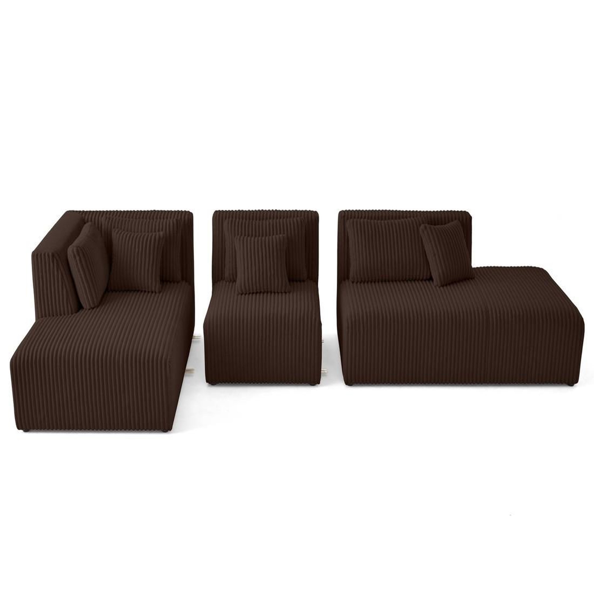 Voir la diapositive 5 : LISA DESIGN Victoire - canapé modulable d'angle gauche 5 places en velours côtelé grosses côtes