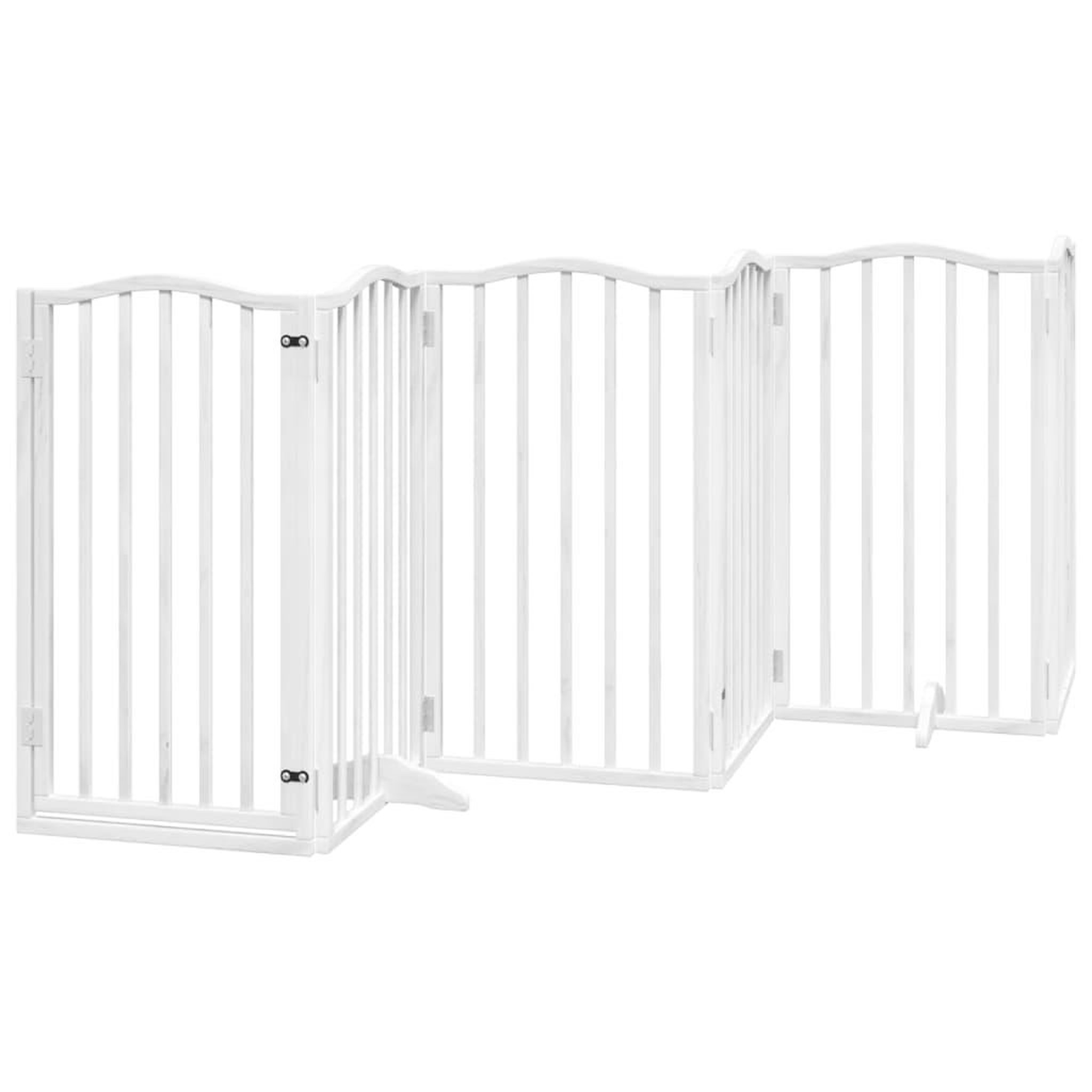 Voir la diapositive 2 : VIDAXL Barriere pour chiens et porte 6 panneaux blanc bois de peuplier