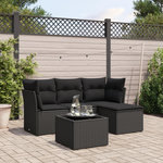 VIDAXL Salon de jardin 5 pcs avec coussins noir resine tressee