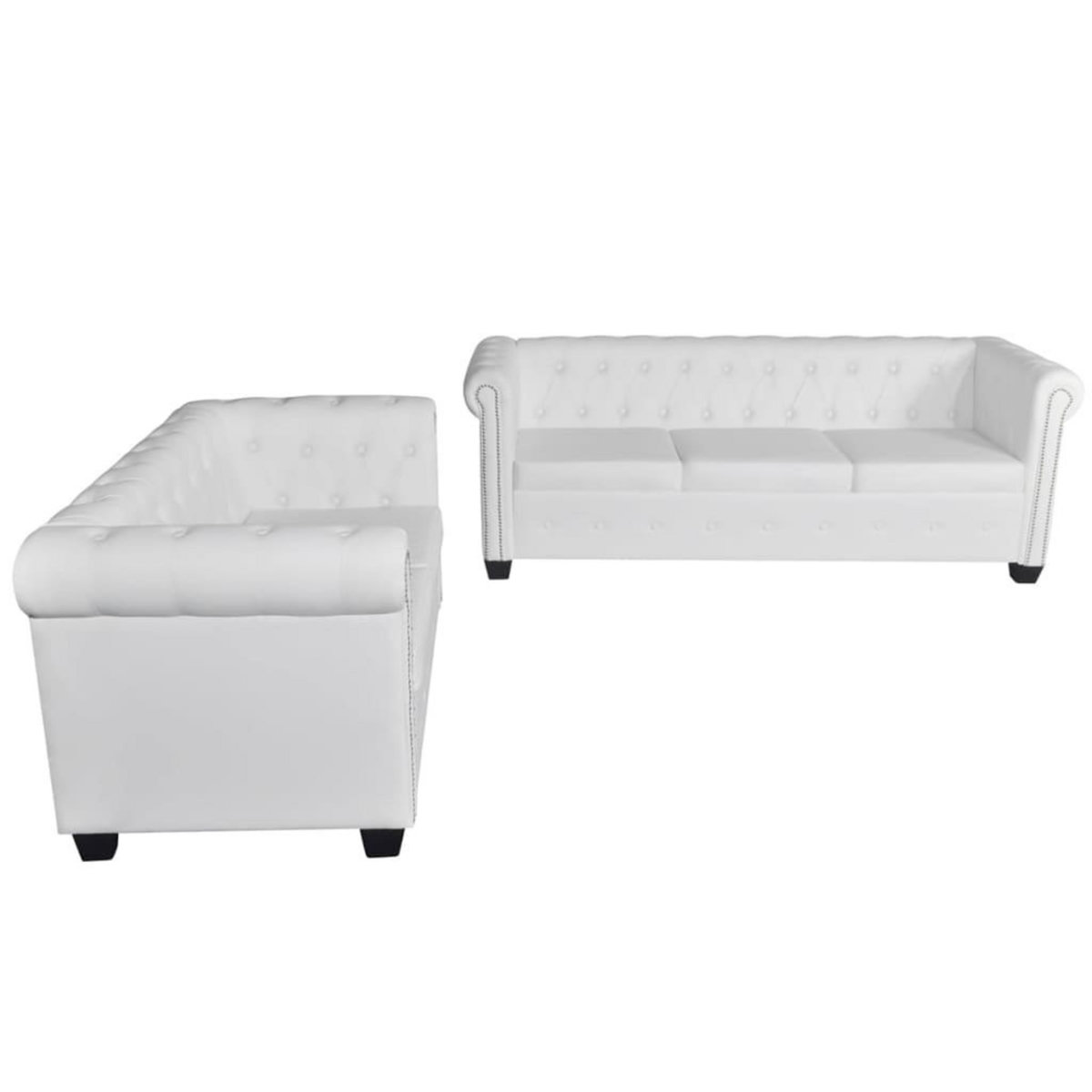 VIDAXL Canape Chesterfield a 2 places et a 3 places blanc