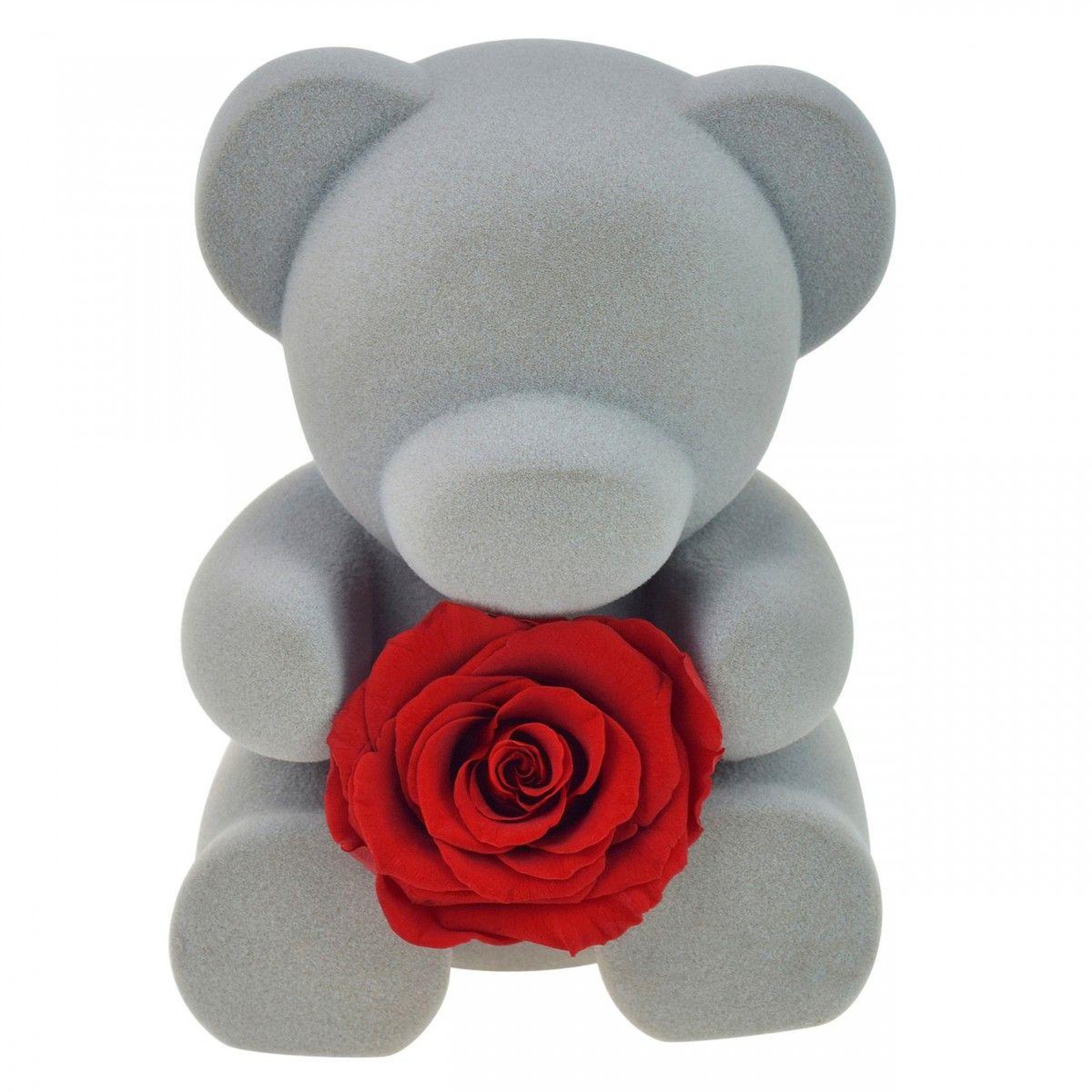 Voir la diapositive 3 : SC CRYSTAL Boite à bijoux ourson décorée d'une rose éternelle - stabilisée rouge