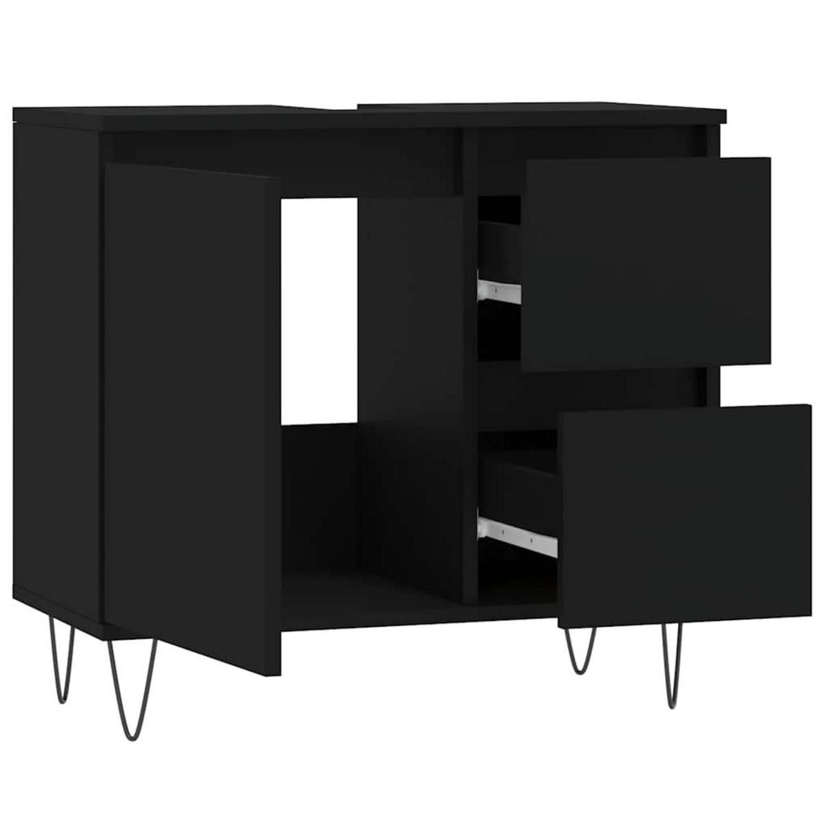 VIDAXL Armoire de salle de bain noir 65x33x60 cm bois d'ingenierie