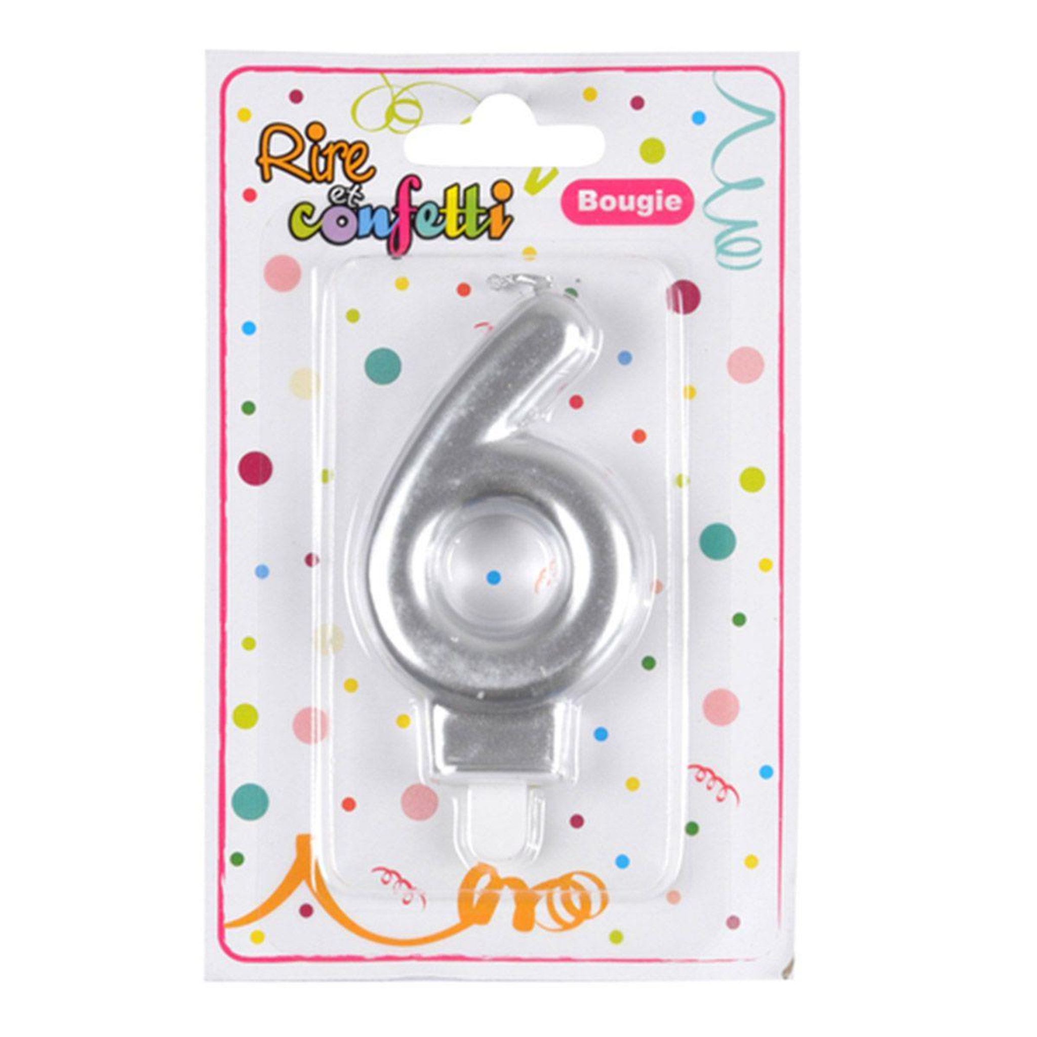 Voir la diapositive 2 : HOMEA Bougie d'Anniversaire  Chiffre 6  7cm Argent
