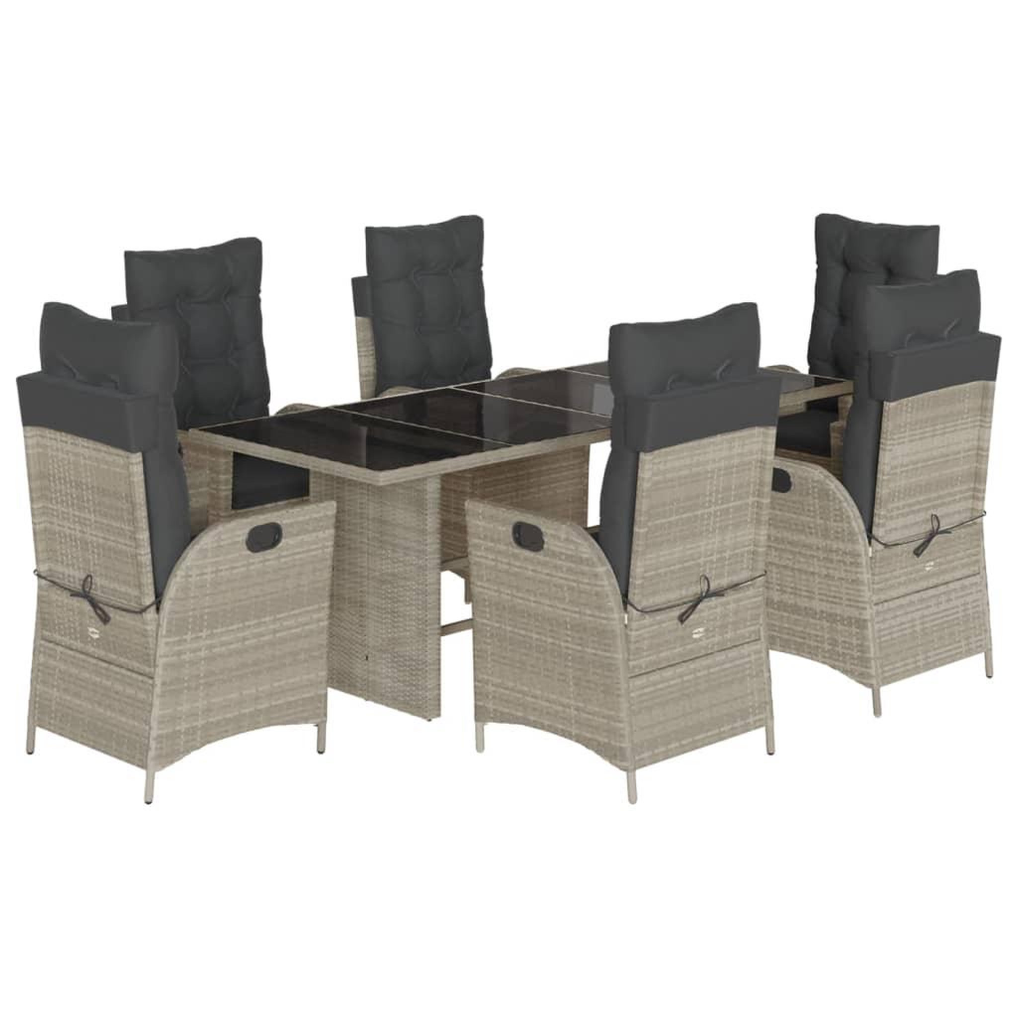 Voir la diapositive 2 : VIDAXL Ensemble a manger de jardin et coussins 7 pcs gris clair rotin