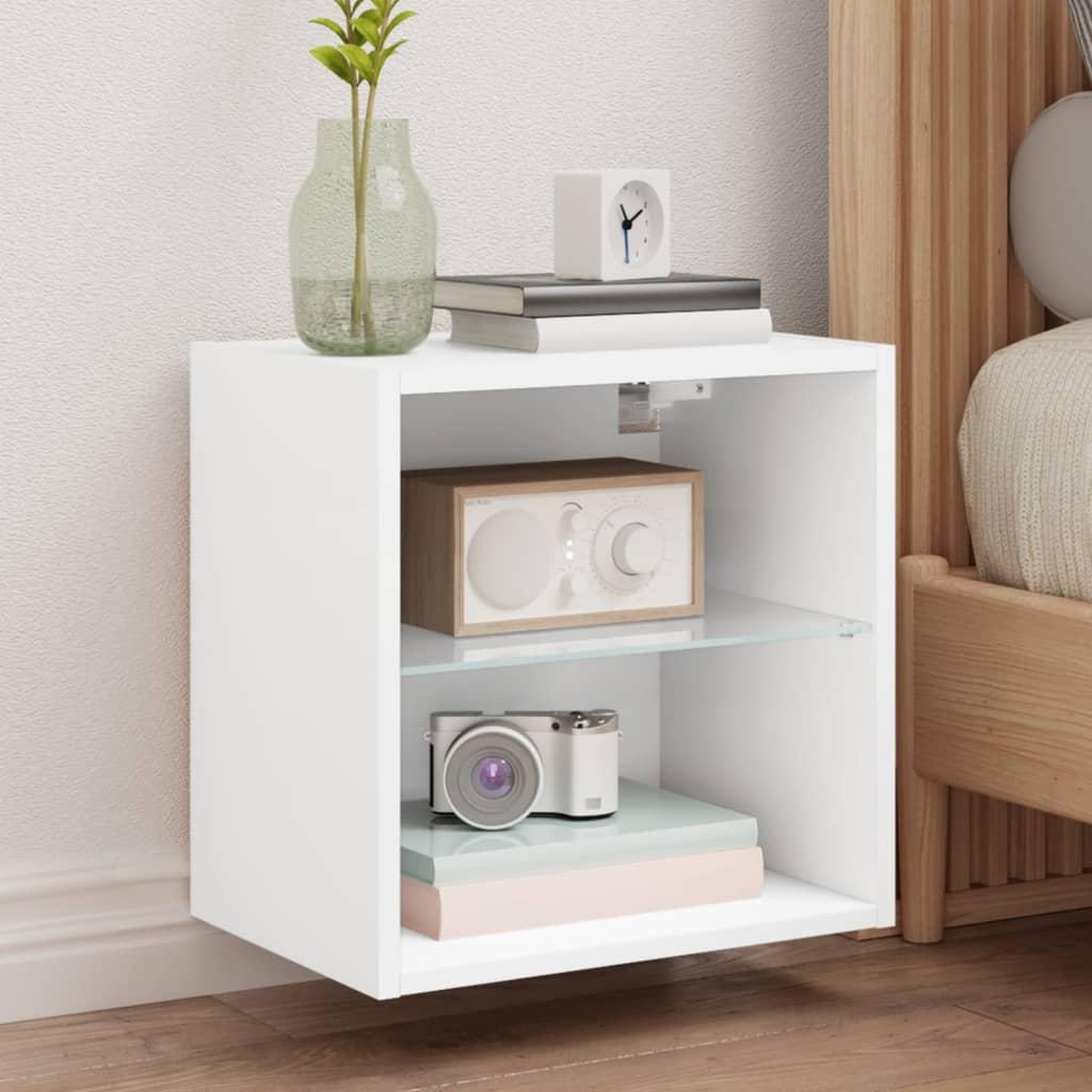 VIDAXL Table de chevet murale avec lumieres LED blanc