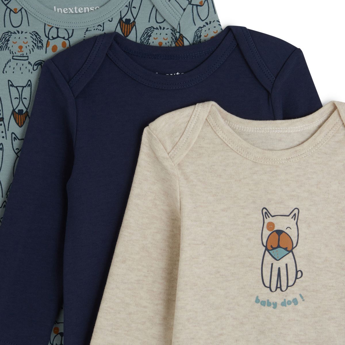 INEXTENSO Lot de 3 bodies manches longues bébé garçon