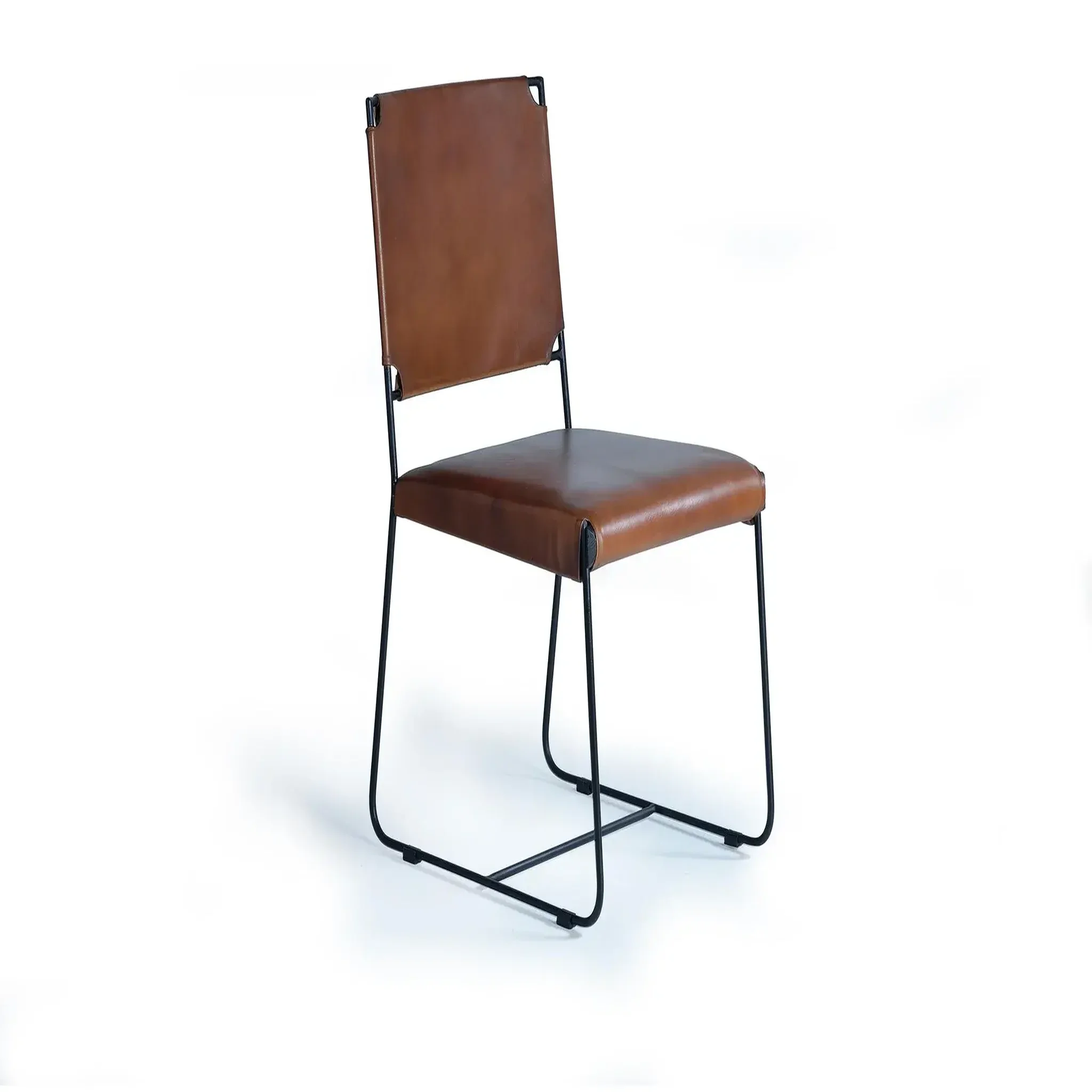GINER Y COLOMER SL Lot de 2 chaises de cuir 46 cm style vintage industriel