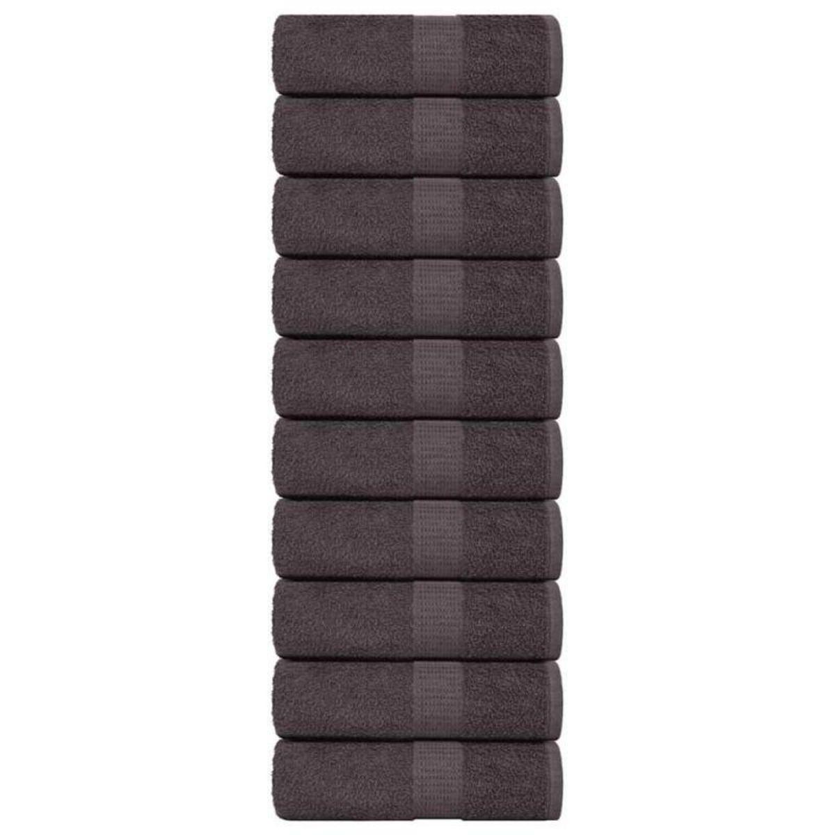 VIDAXL Serviettes d invité 10pcs anthracite 30x50cm 360g m² 100% coton