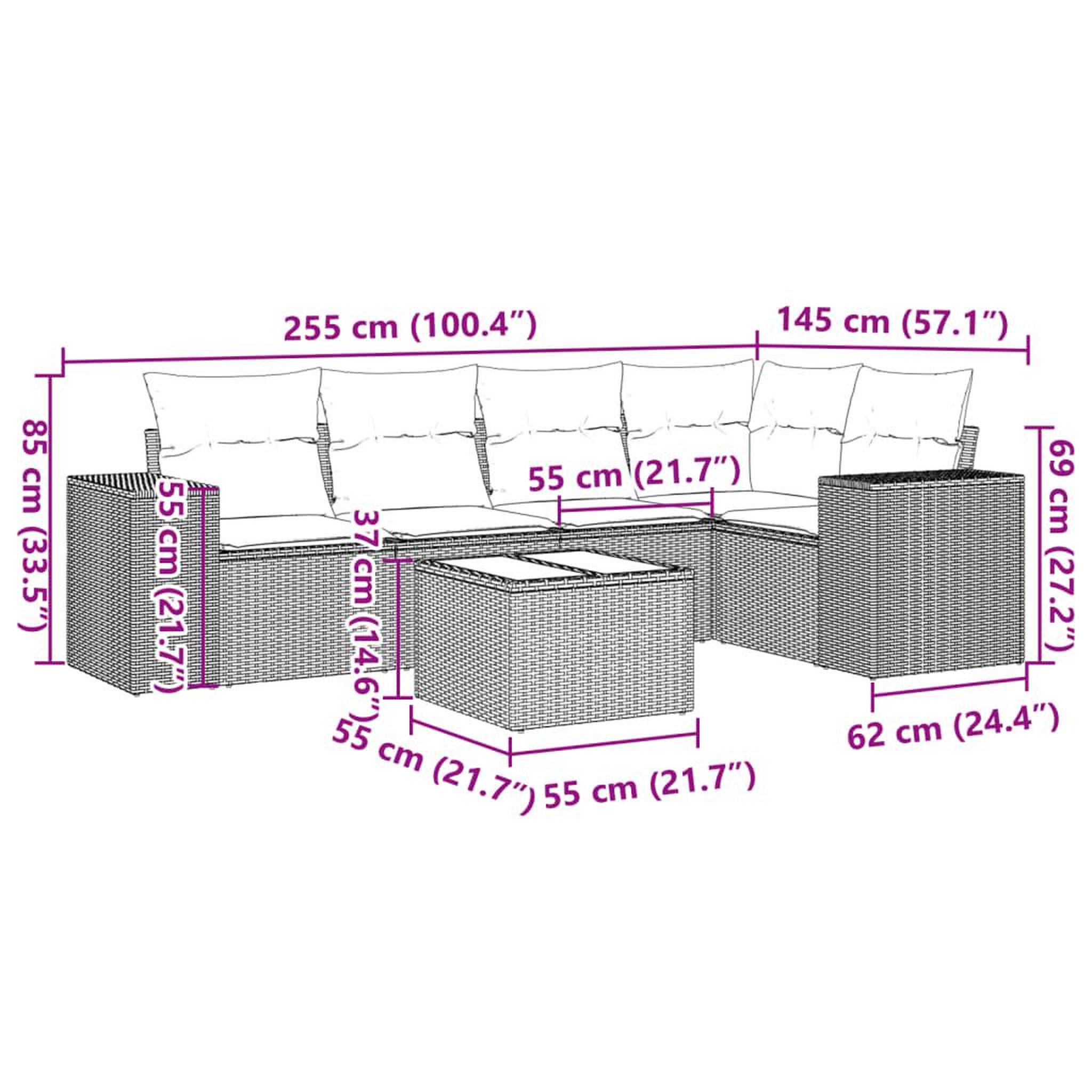 Voir la diapositive 3 : VIDAXL Salon de jardin 6 pcs avec coussins noir resine tressee