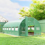 Voir la diapositive 2 : OUTSUNNY Serre tunnel de jardin 18 m² porte 12 fenêtres enroulables acier PE vert