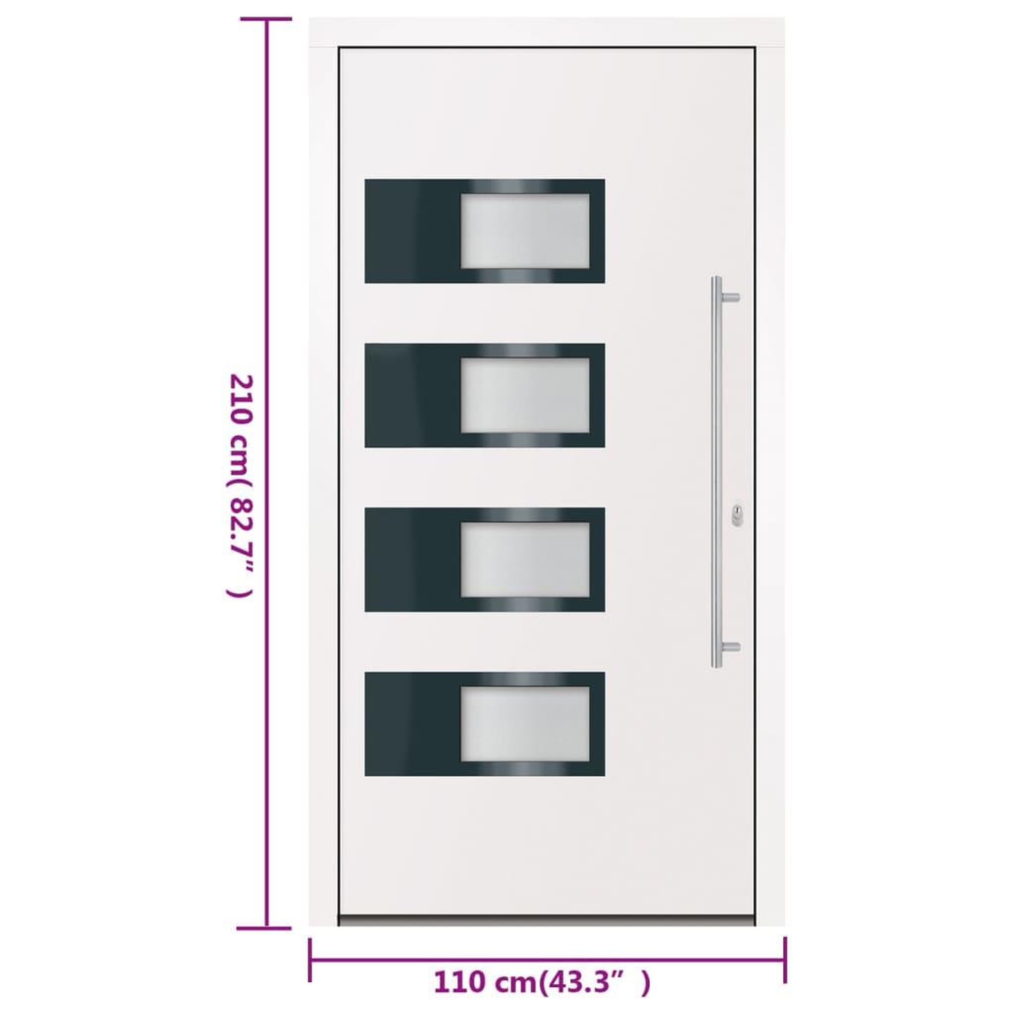 Voir la diapositive 6 : VIDAXL Porte d'entree Blanc 110x210 cm Aluminium et PVC