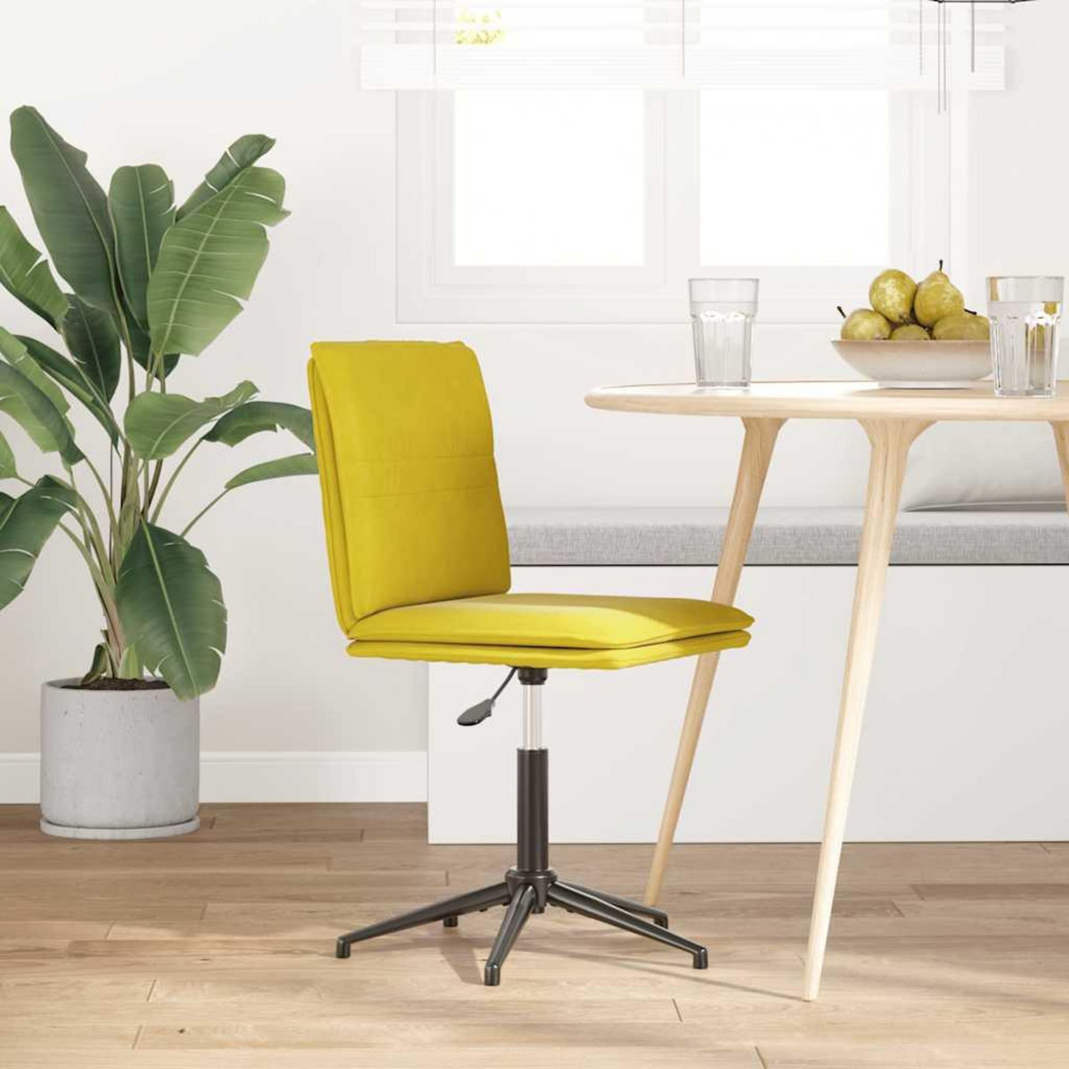 VIDAXL Chaise a manger Jaune Velours